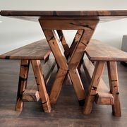 Bespoke Dining Table & Benches — Reclaimed Macrocarpa gallery detail image