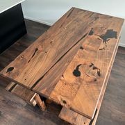 Bespoke Dining Table & Benches — Reclaimed Macrocarpa gallery detail image