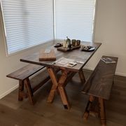 Bespoke Dining Table & Benches — Reclaimed Macrocarpa gallery detail image