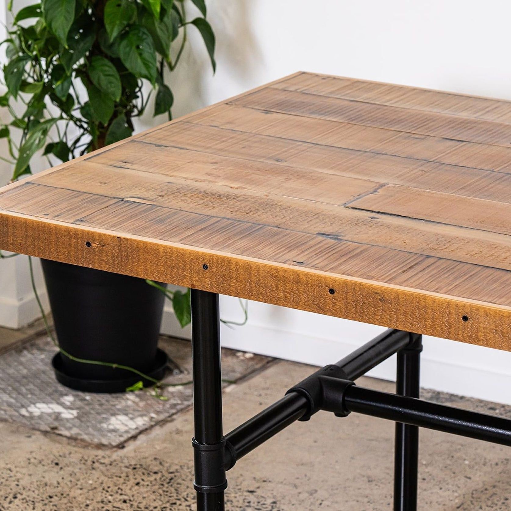 Reclaimed Kauri Table with Industrial Pipe Legs gallery detail image