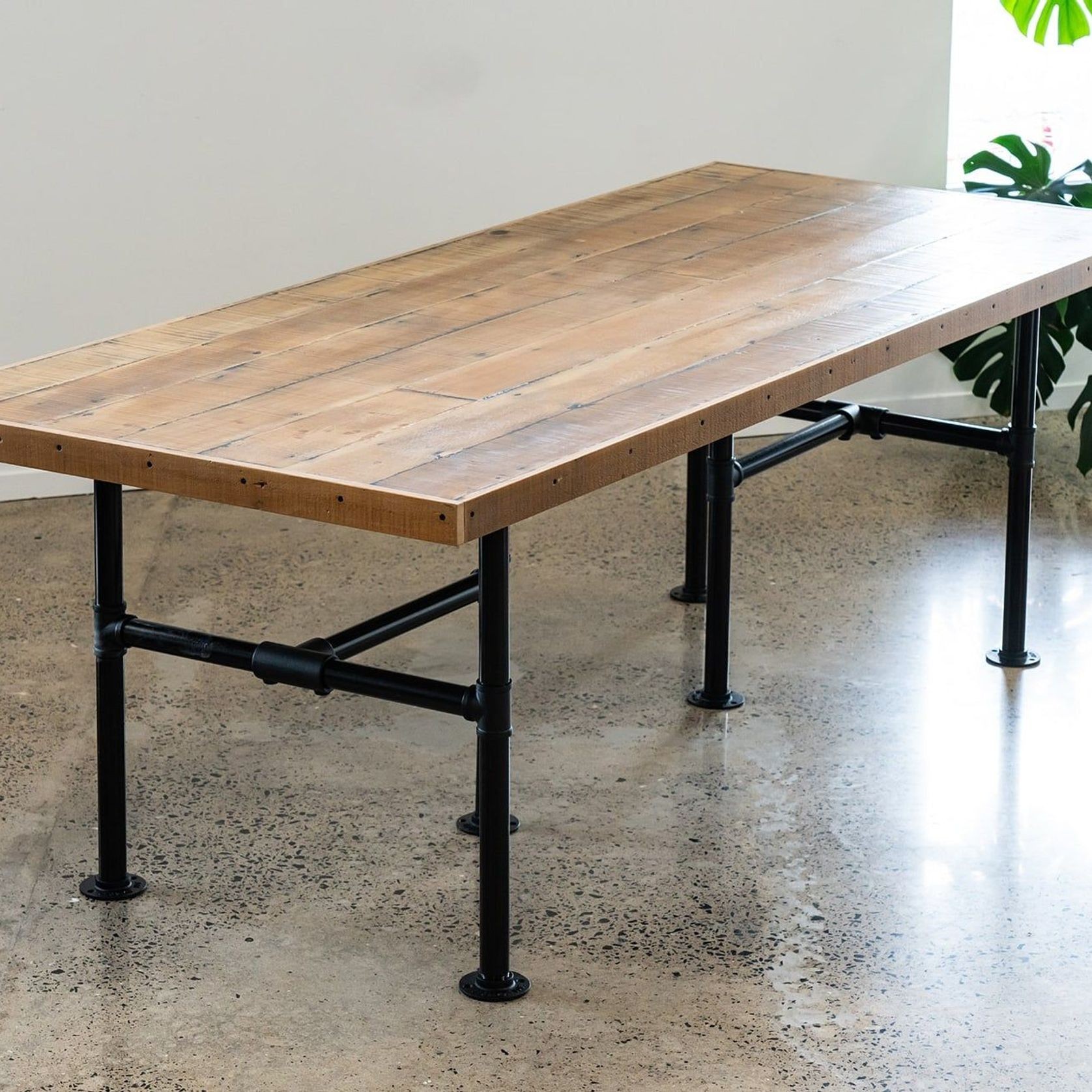 Reclaimed Kauri Table with Industrial Pipe Legs gallery detail image