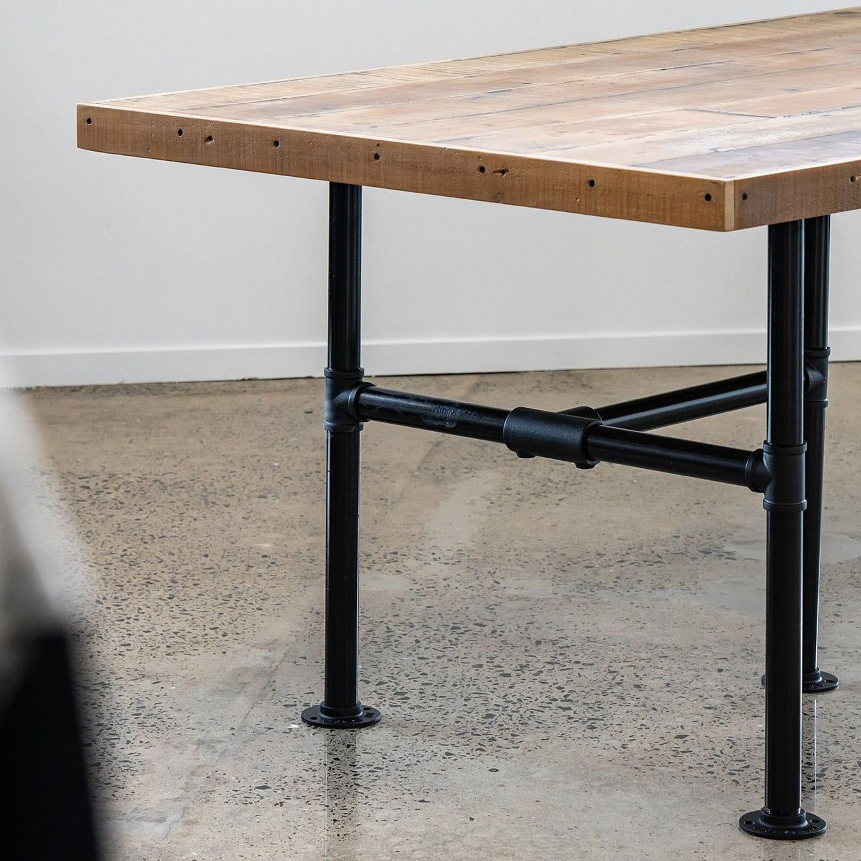 Reclaimed Kauri Table with Industrial Pipe Legs gallery detail image