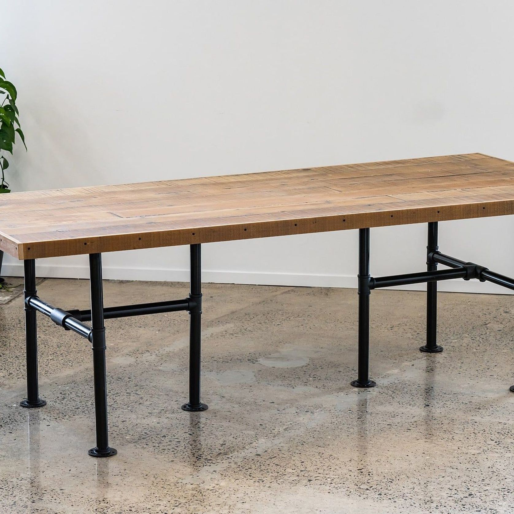 Reclaimed Kauri Table with Industrial Pipe Legs gallery detail image