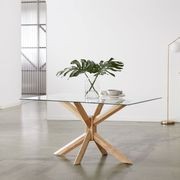 Bella Rectangle Glass Dining Table | Natural Hardwood gallery detail image