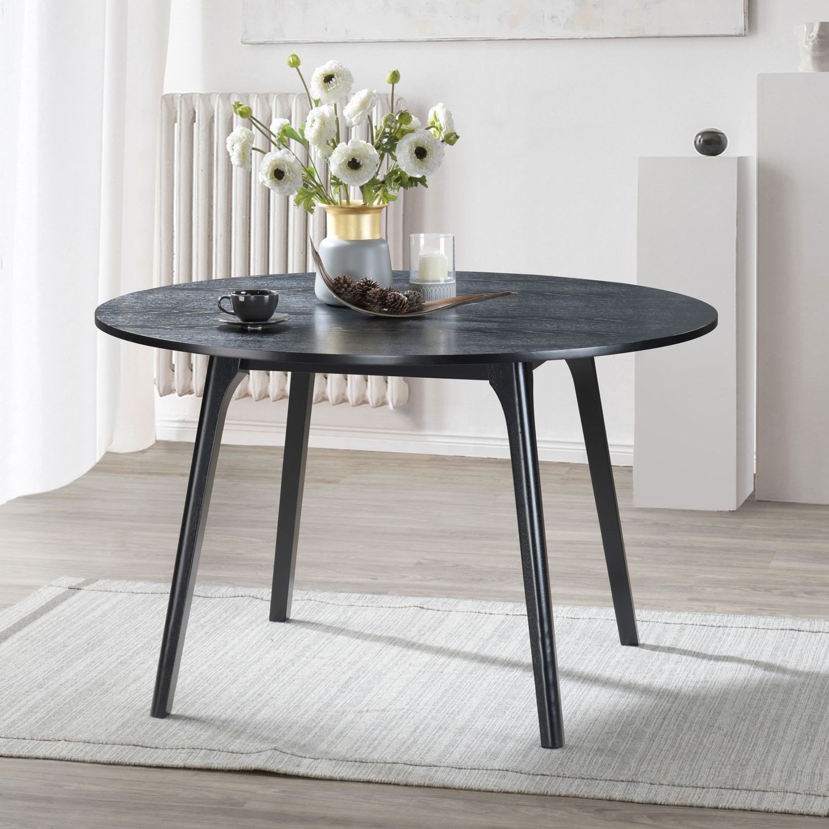 Cannes Round Hardwood Dining Table | Black gallery detail image