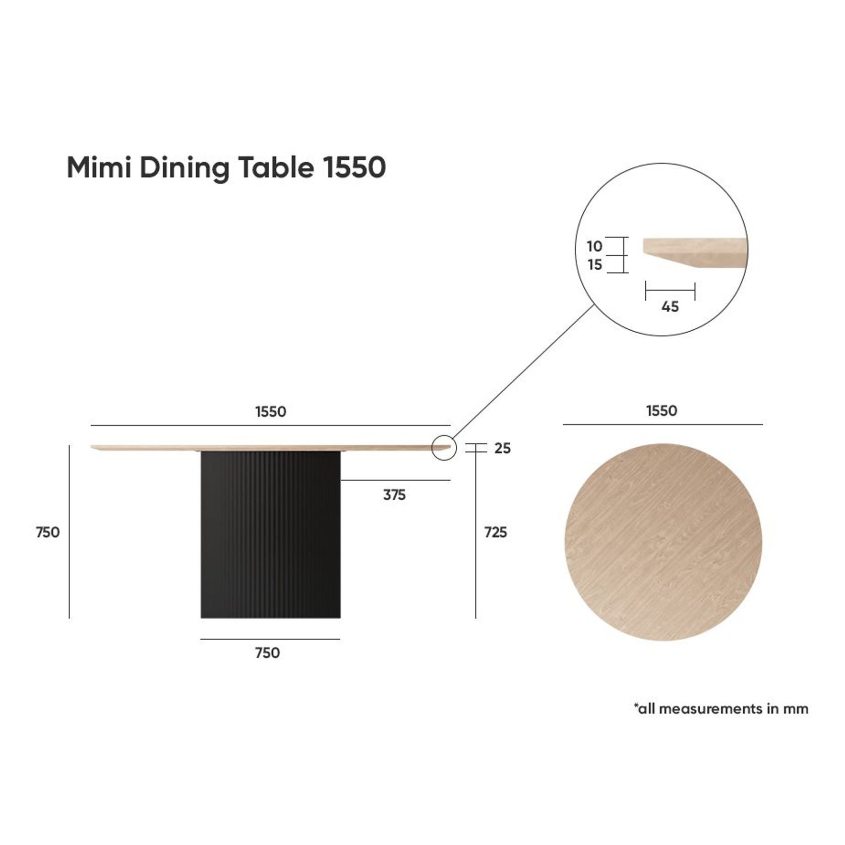 Mimi Dining Table -   155cm gallery detail image