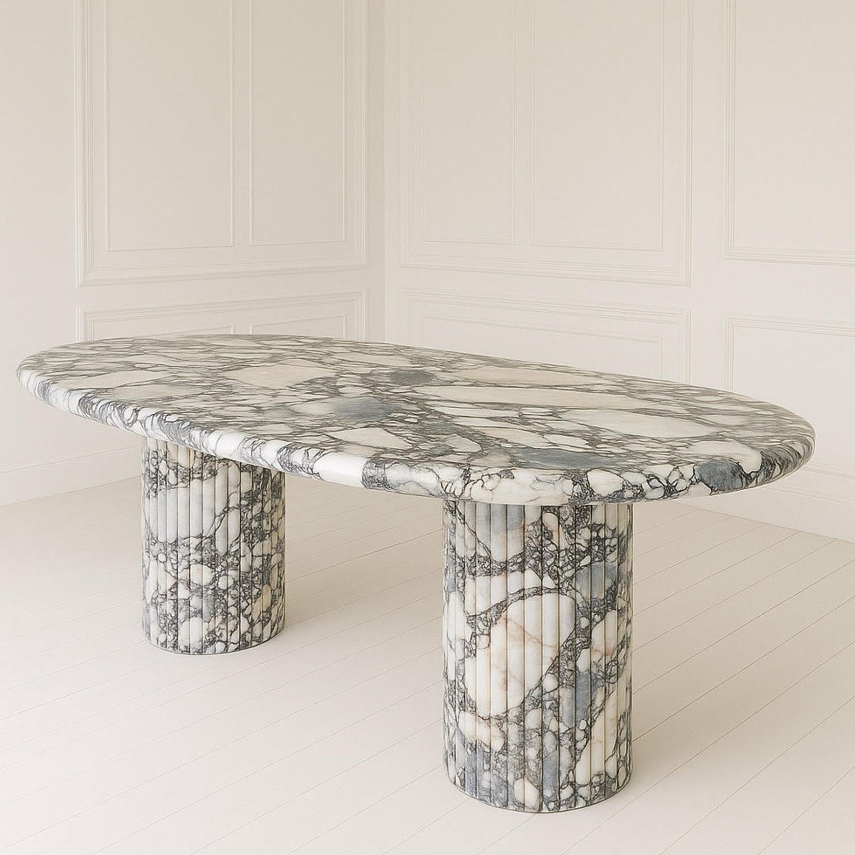 Oval Dining Table - Milky Blue gallery detail image
