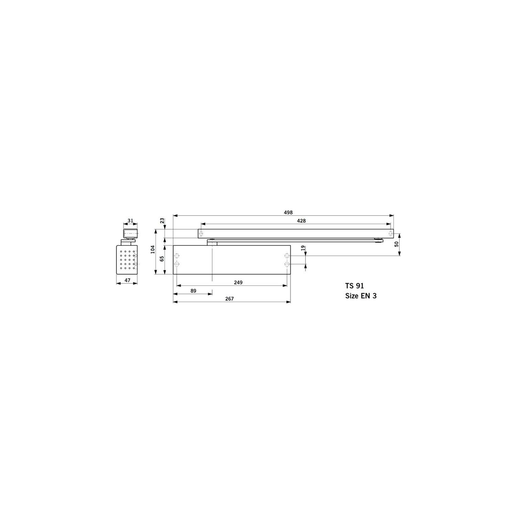 Dorma TS91B EN3 Door Closer Kit Slide Channel with Arm gallery detail image