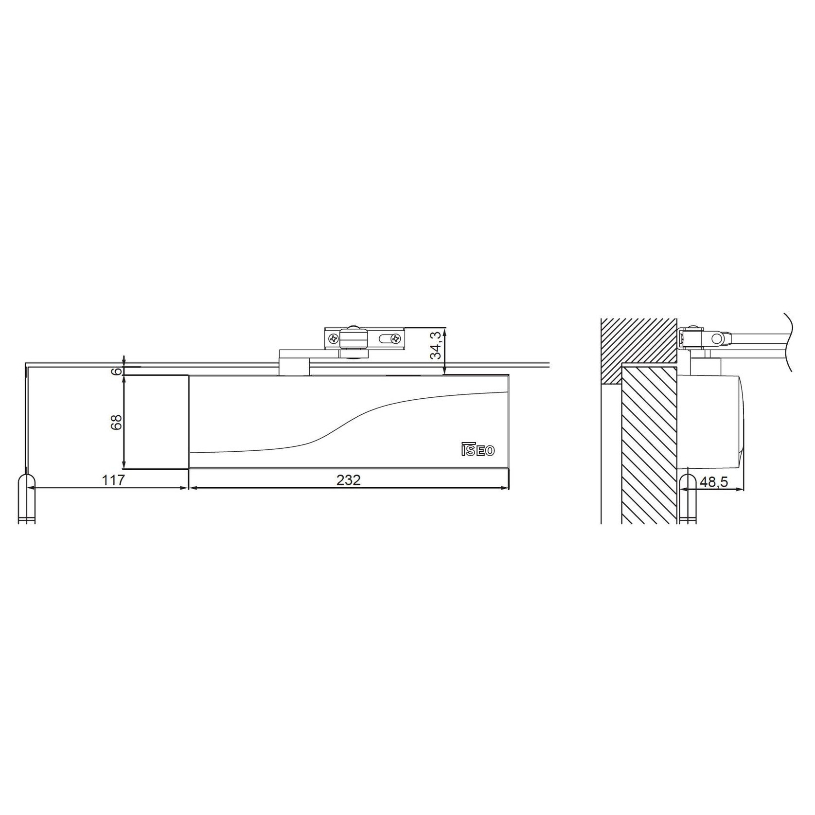 ISEO Hydraulic Door Closer, Standard Arm - IS110 gallery detail image