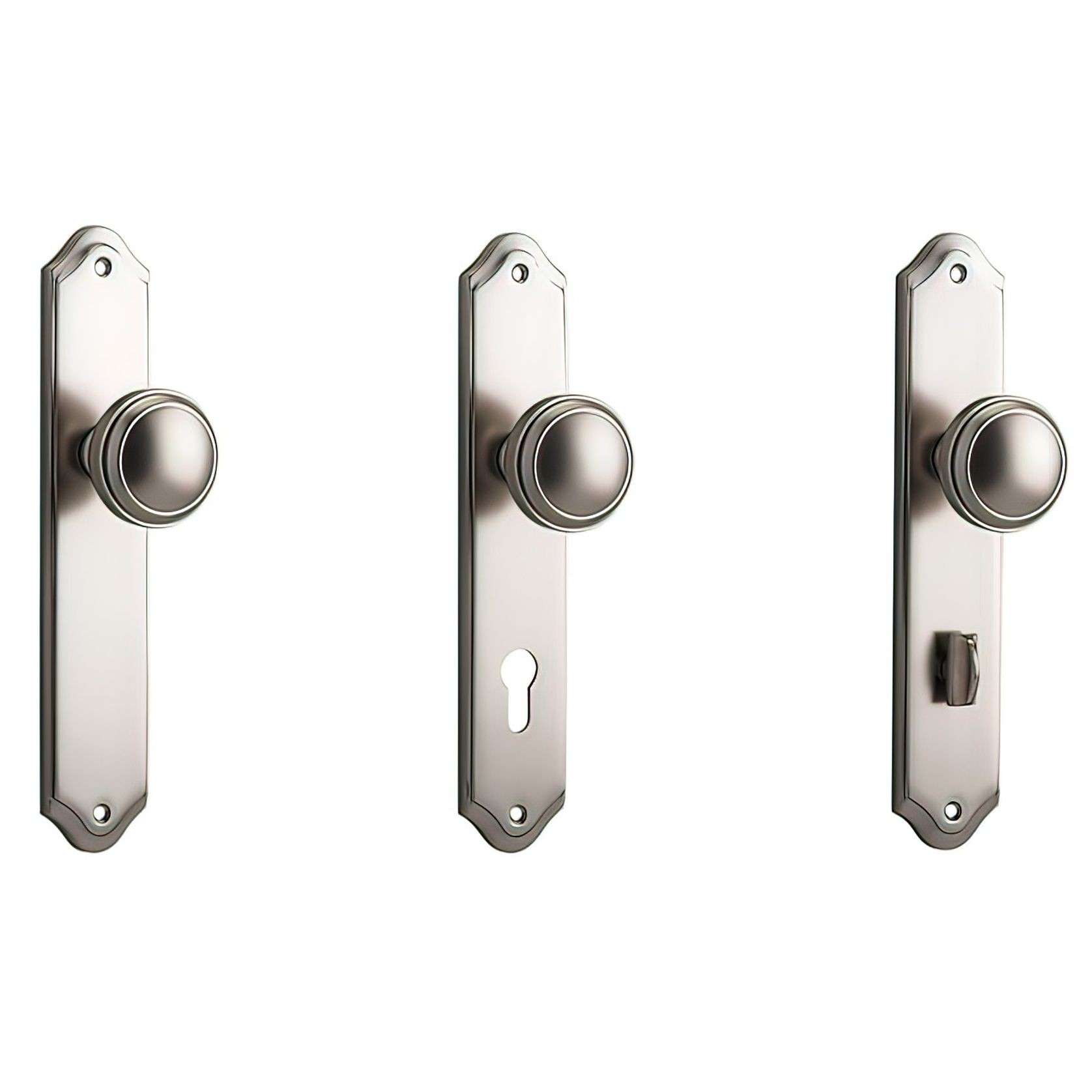 Iver Paddington Door Knob on Shouldered Backplate Satin Nickel - Customise to your needs gallery detail image