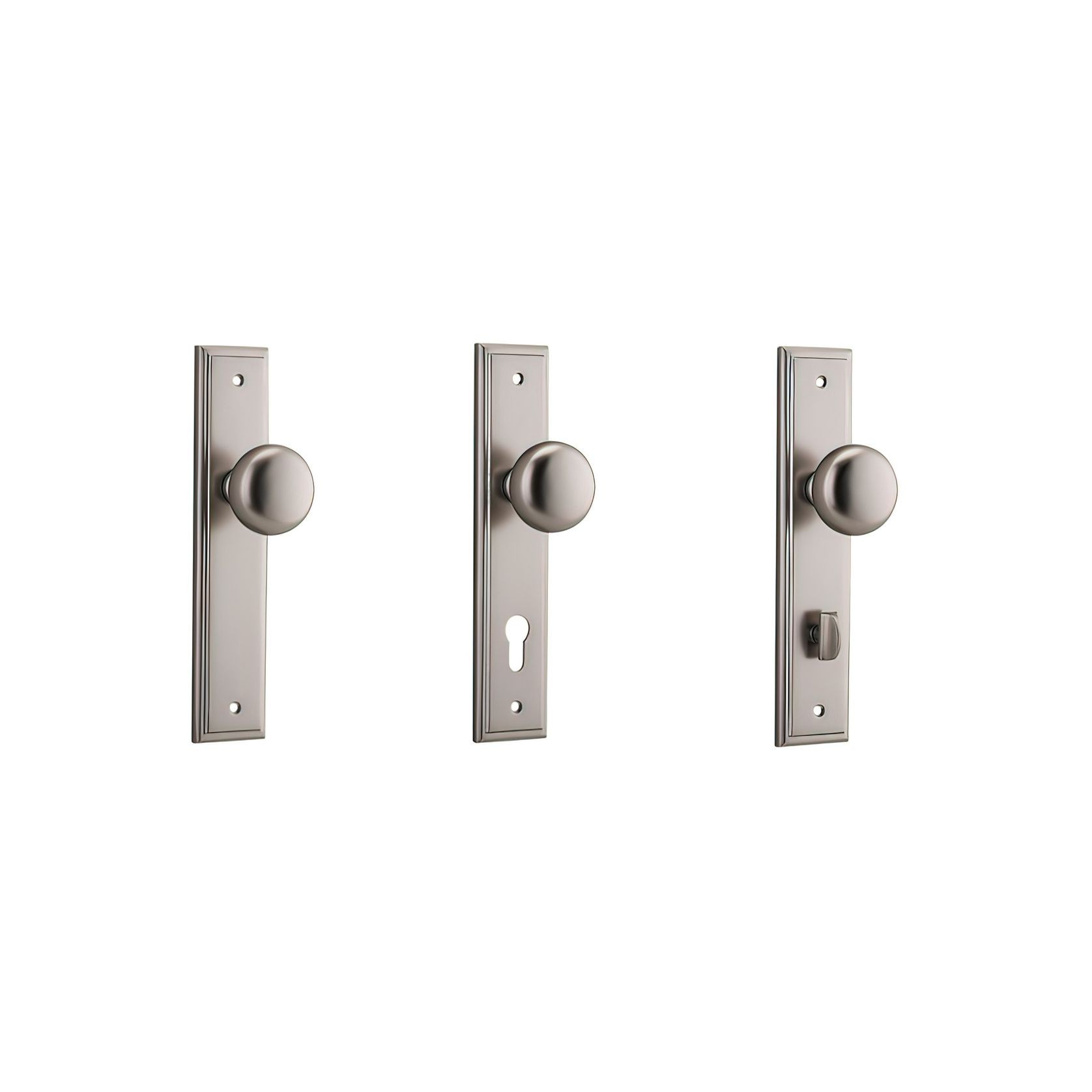 Iver Cambridge Door Knob on Stepped Backplate Satin Nickel - Customise to your needs gallery detail image