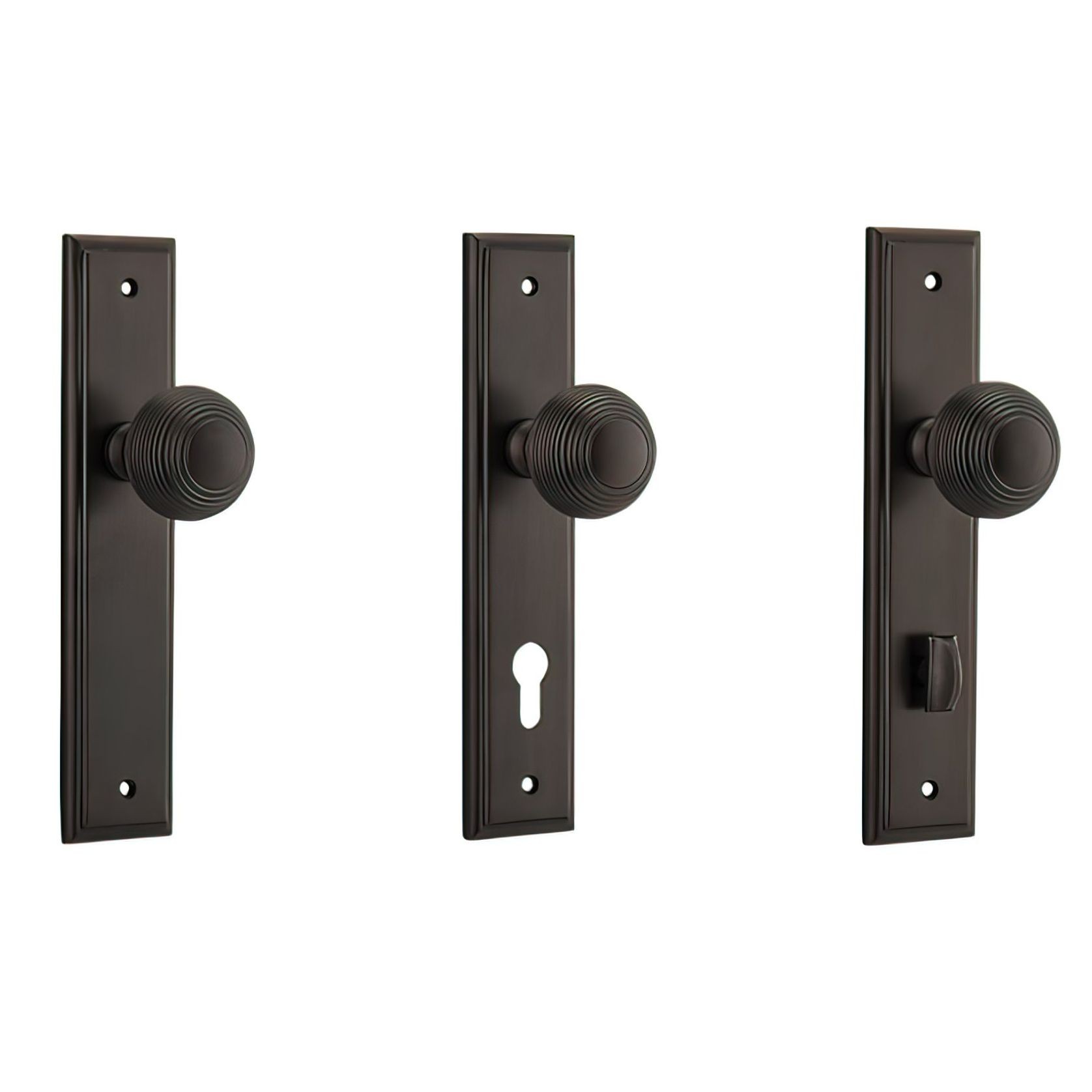 Iver Guildford Door Knob on Stepped Backplate Signature Brass gallery detail image