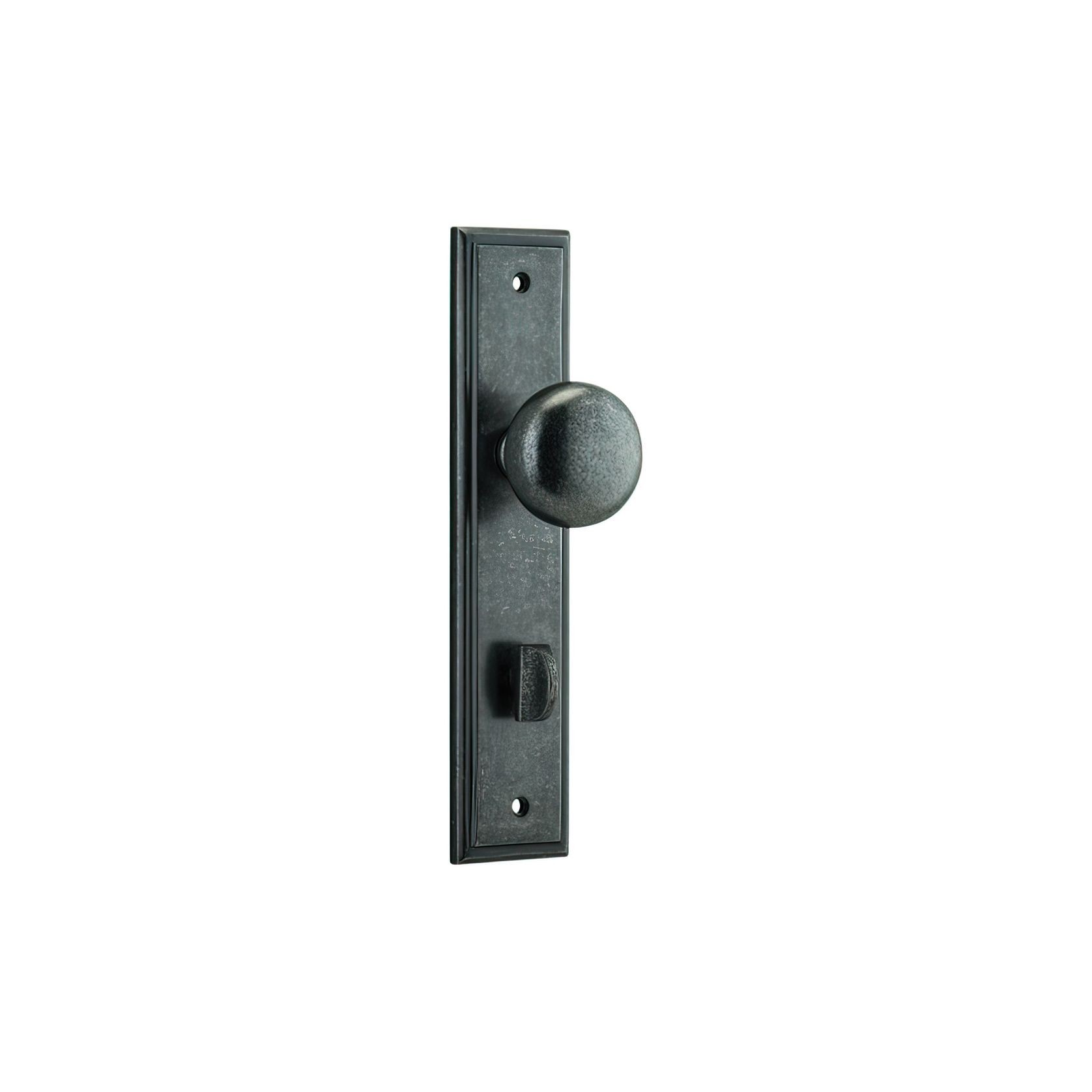 Iver Cambridge Door Knob on Stepped Backplate Distressed Nickel gallery detail image