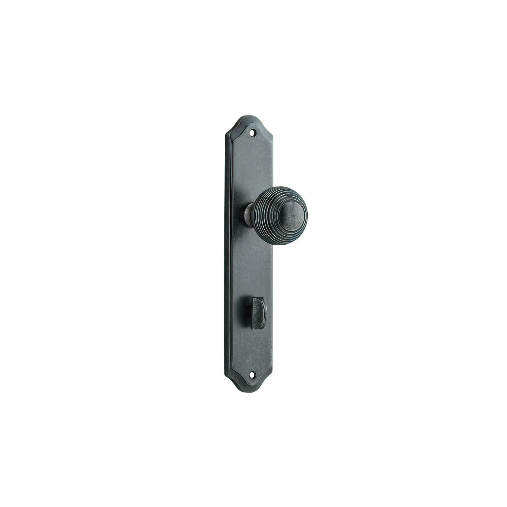 Iver Guildford Door Knob on Shouldered Backplate Distressed Nickel gallery detail image