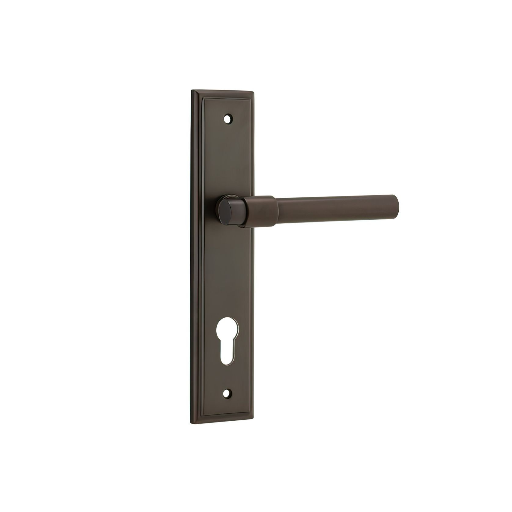 Iver Helsinki Door Lever on Stepped Backplate Signature Brass gallery detail image
