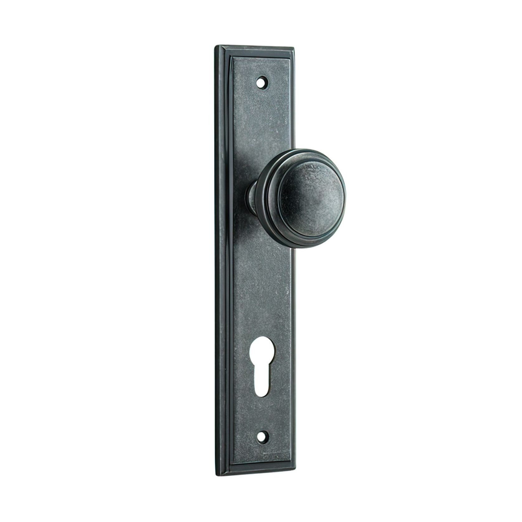 Iver Paddington Door Knob Stepped Backplate Distressed Nickel gallery detail image