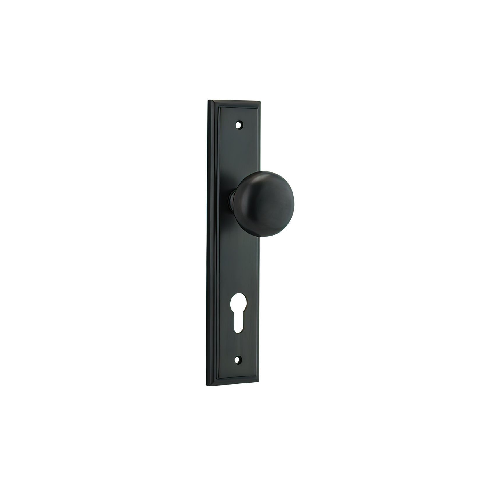 Iver Cambridge Door Knob on Stepped Backplate Signature Brass gallery detail image