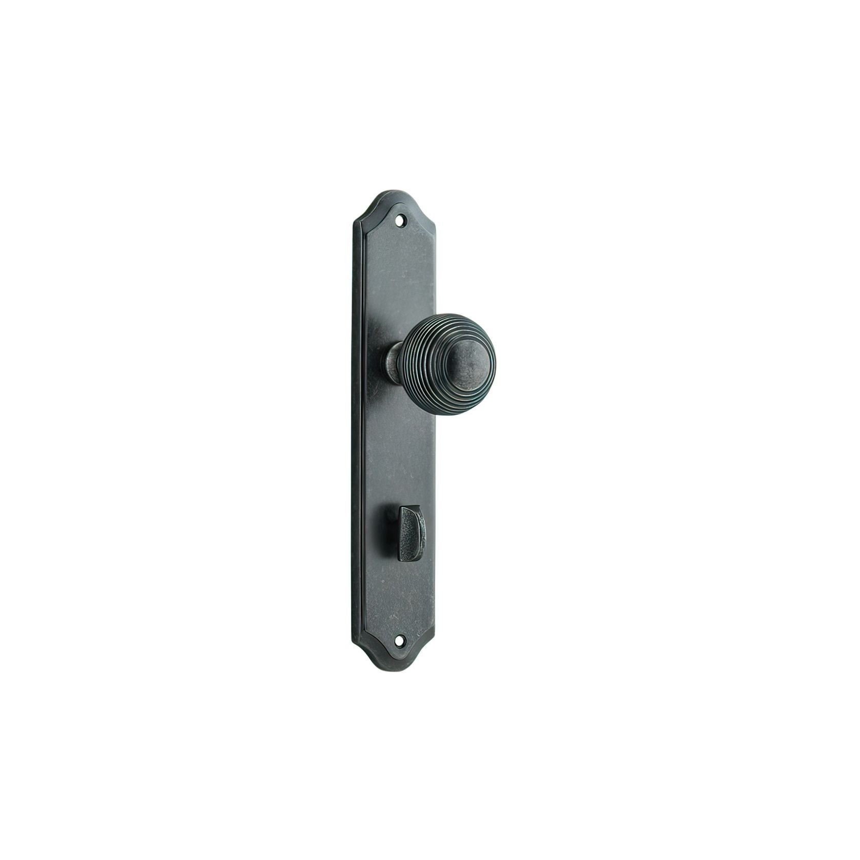 Iver Guildford Door Knob on Shouldered Backplate Distressed Nickel gallery detail image