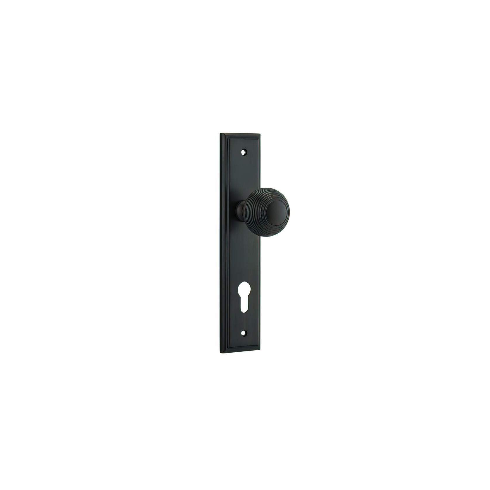 Iver Guildford Door Knob on Stepped Backplate Signature Brass gallery detail image