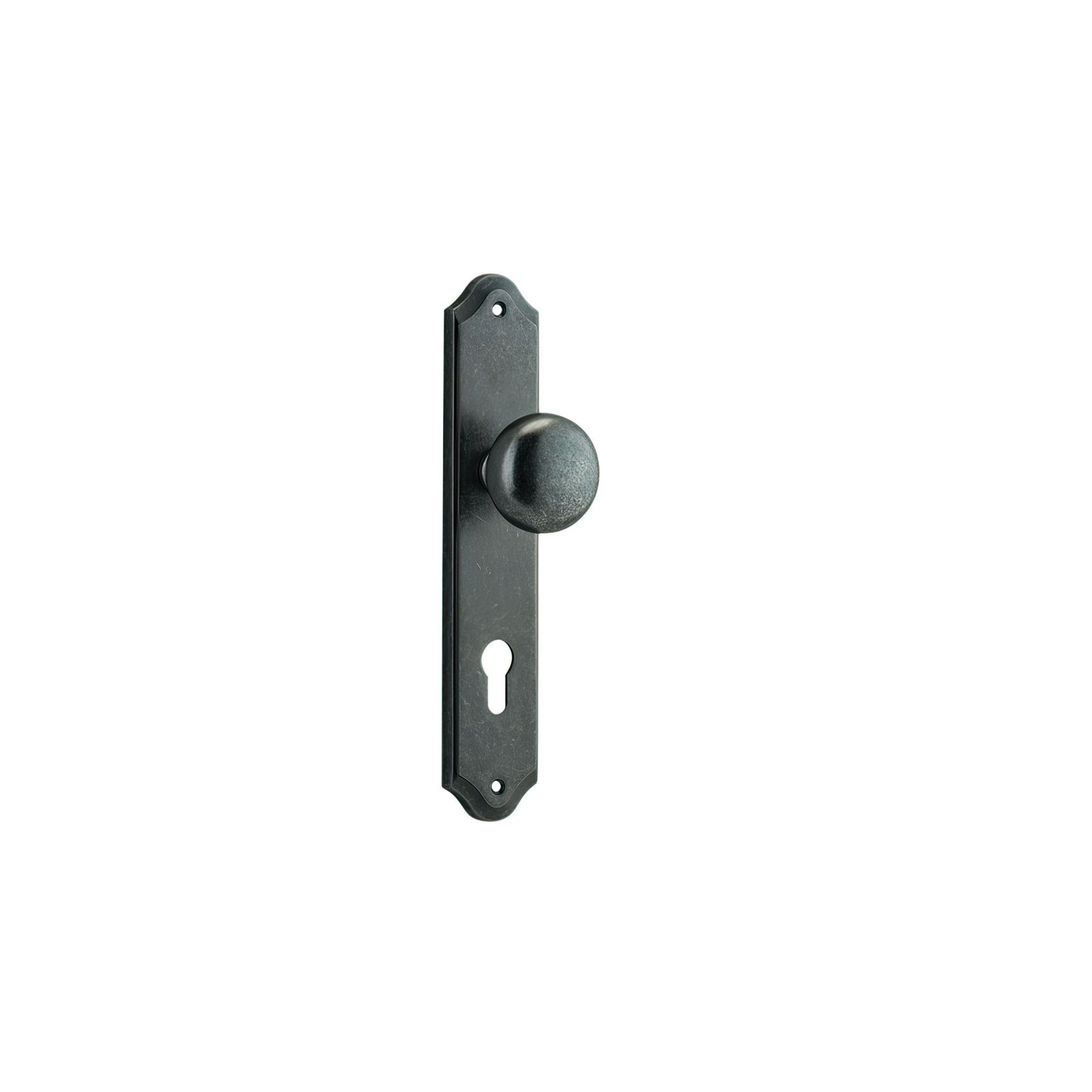 Iver Cambridge Door Knob on Shouldered Backplate Distressed Nickel gallery detail image