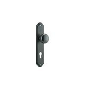 Iver Cambridge Door Knob on Shouldered Backplate Distressed Nickel gallery detail image