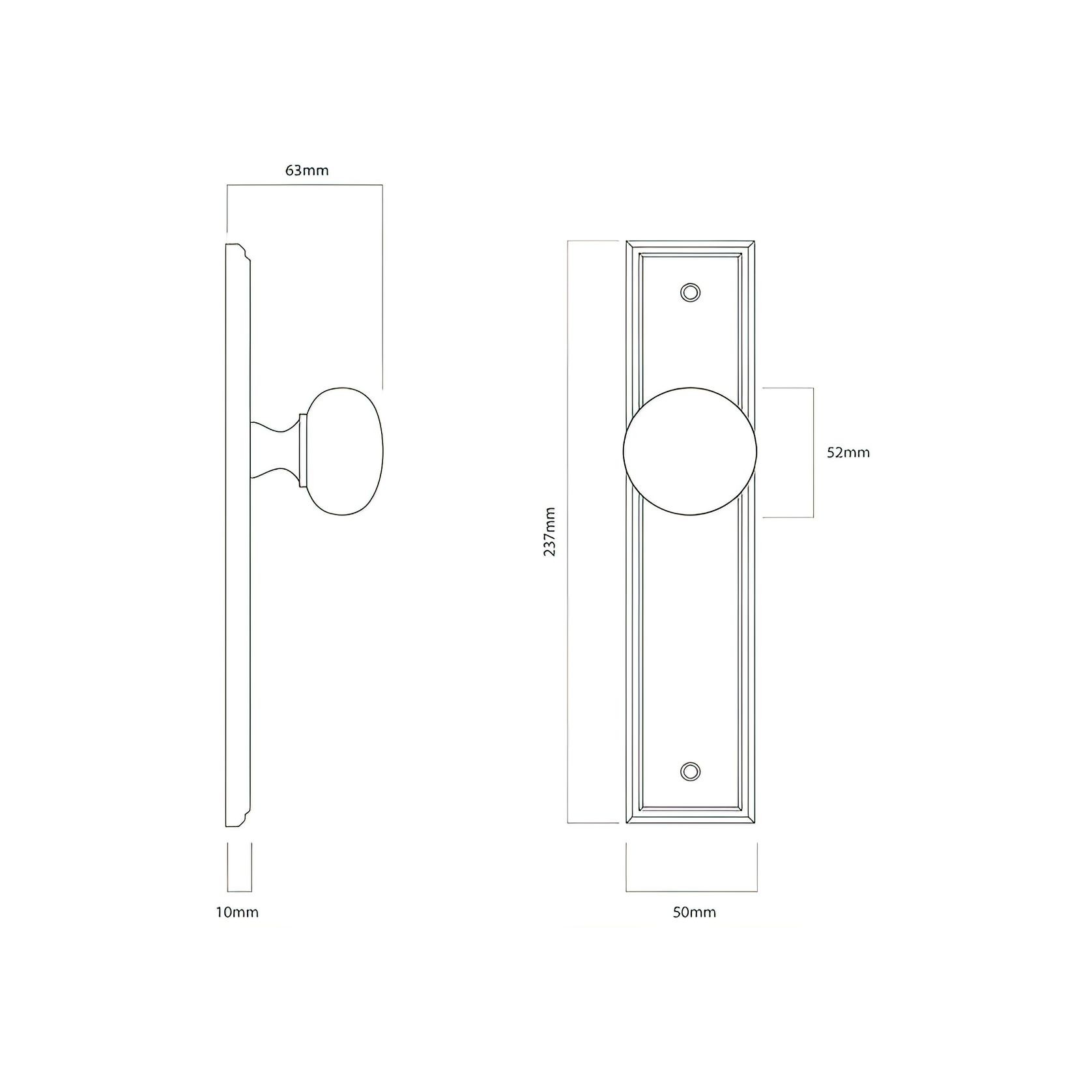 Iver Cambridge Door Knob on Stepped Backplate Distressed Nickel gallery detail image