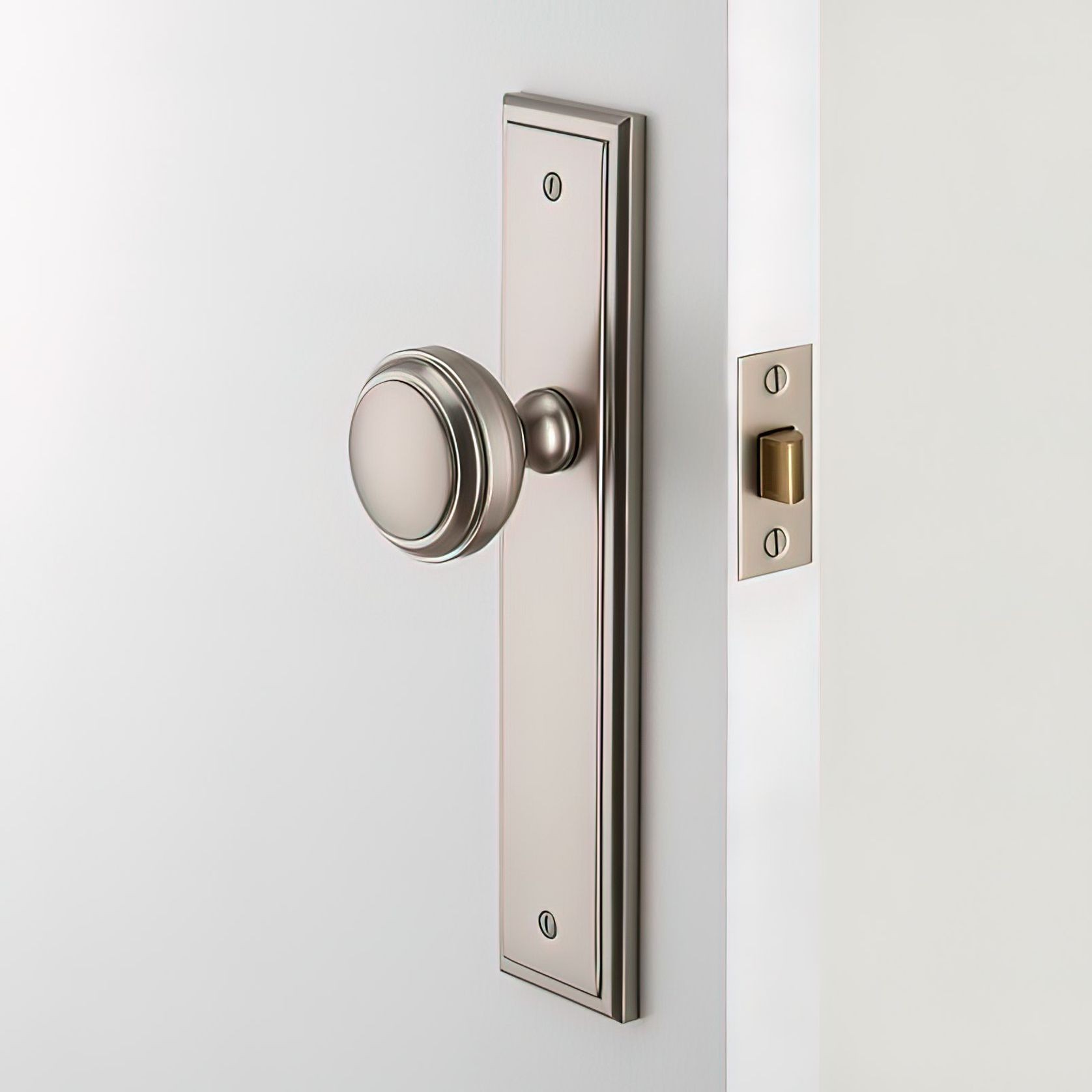 Iver Paddington Door Knob Stepped Backplate Satin Nickel - Customise to your needs gallery detail image