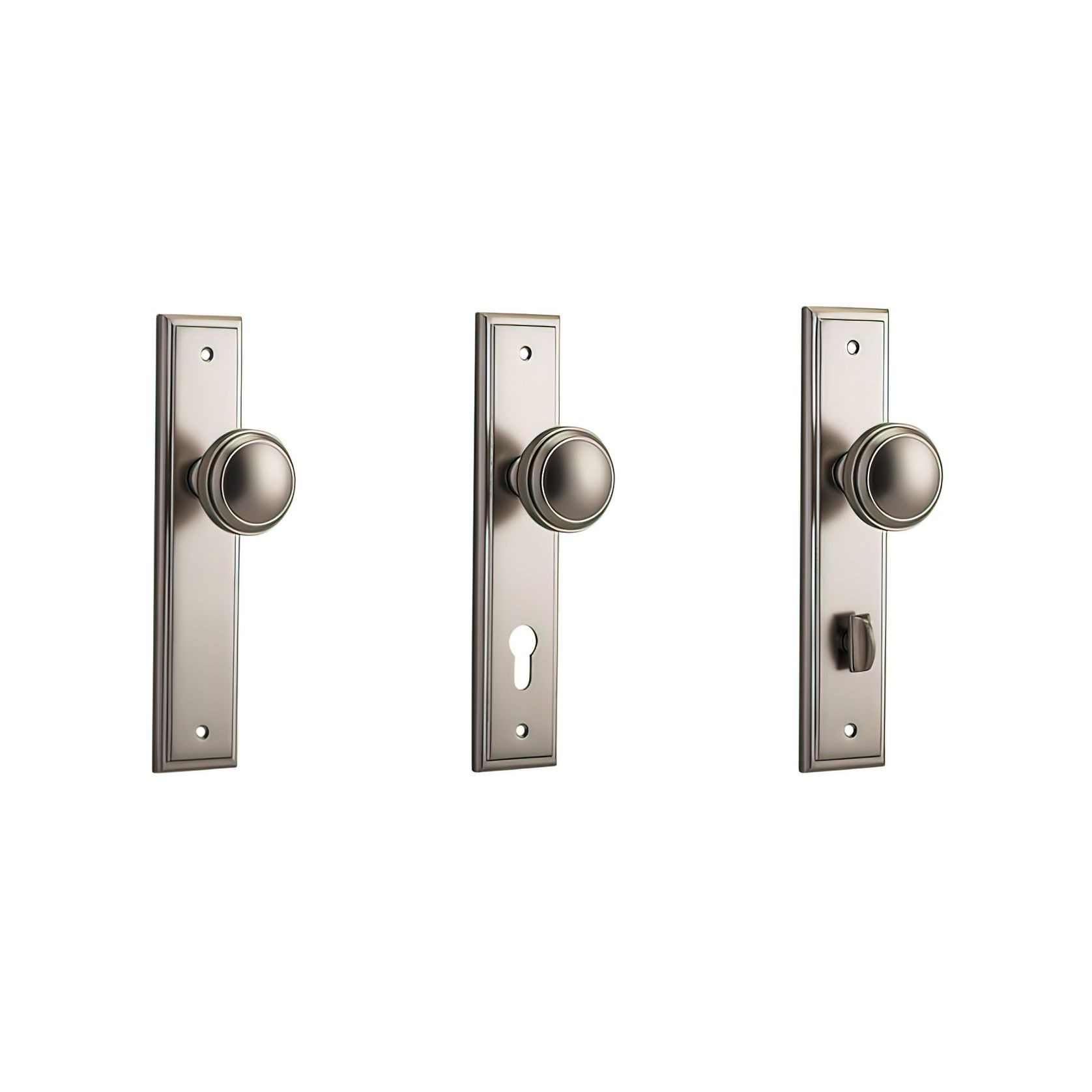 Iver Paddington Door Knob Stepped Backplate Satin Nickel - Customise to your needs gallery detail image