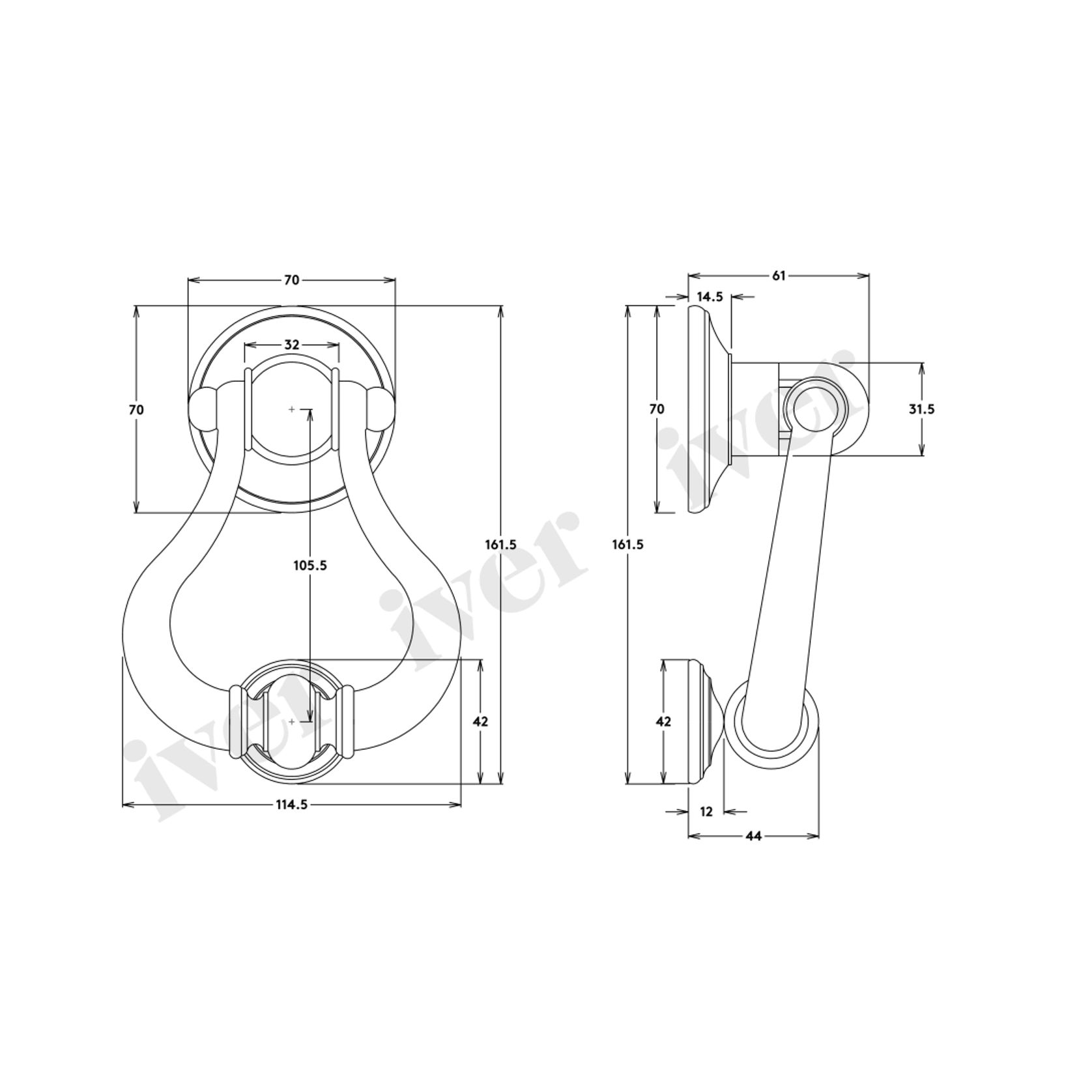 Iver Sarlat Door Knocker Brushed Brass 137mm x 115mm 4503 gallery detail image