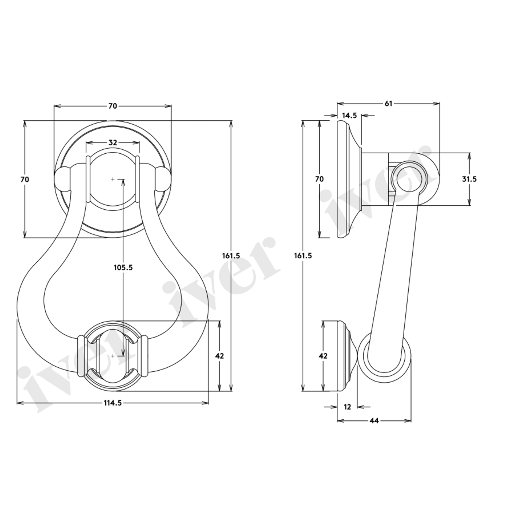 Iver Sarlat Door Knocker Brushed Brass 137mm x 115mm 4503 gallery detail image
