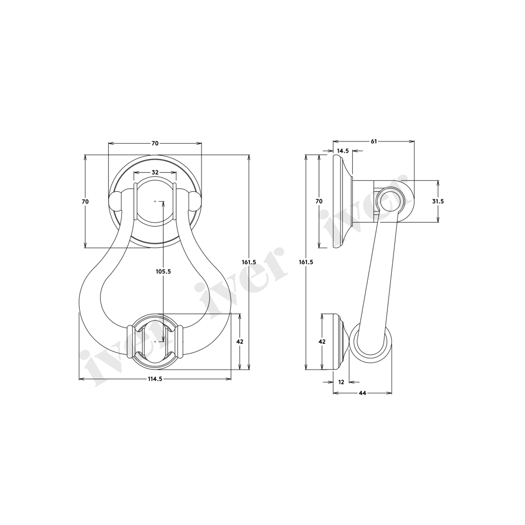 Iver Sarlat Door Knocker Polished Brass 137mm x 115mm 9390 gallery detail image