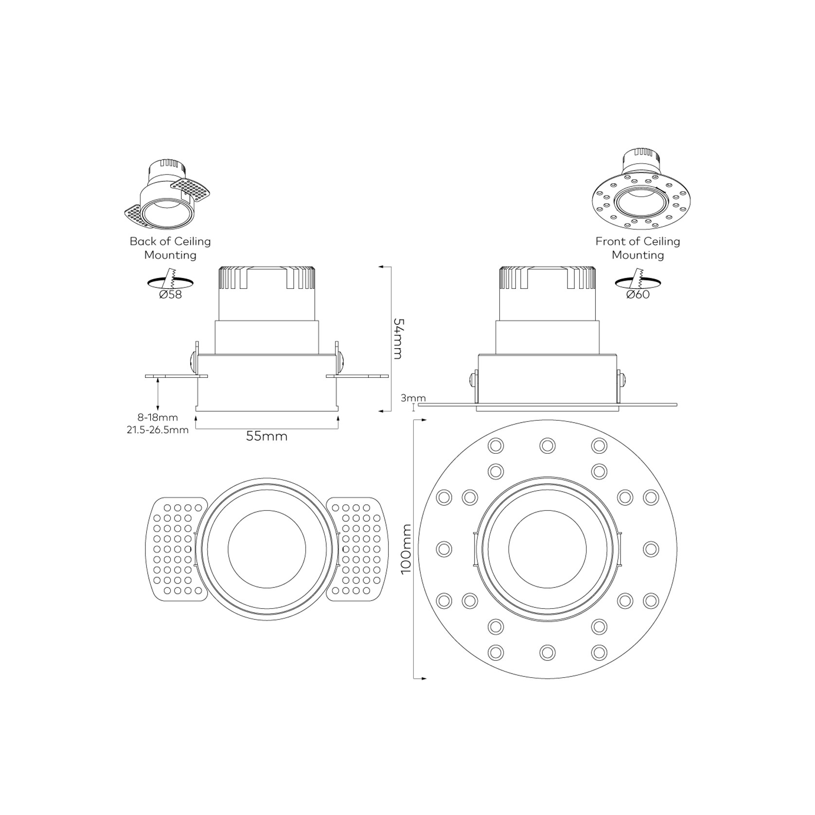 IBL Dark Round 60 Trimless Downlight gallery detail image