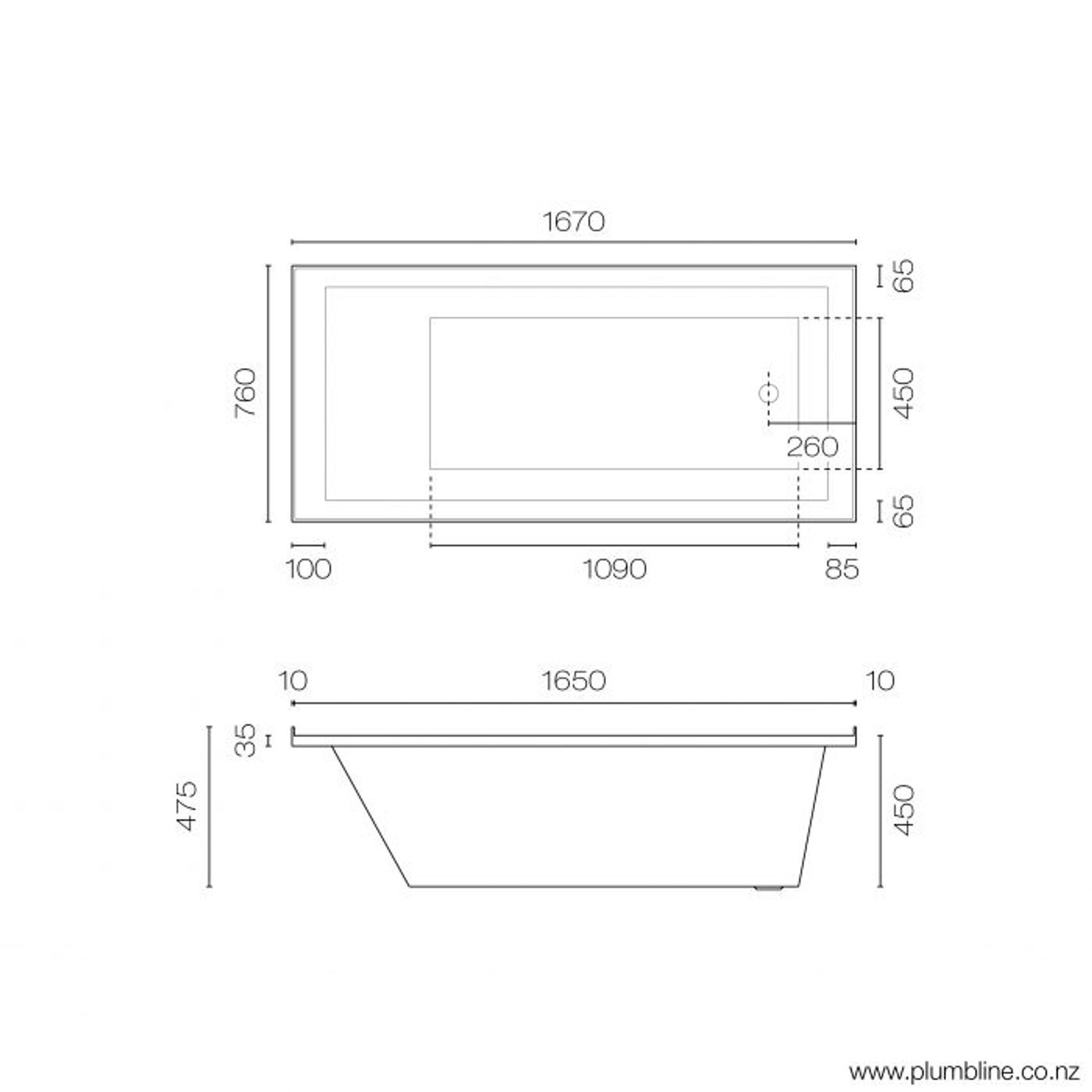 Pure 1670 Inset Bath With 4 Sided Lip gallery detail image