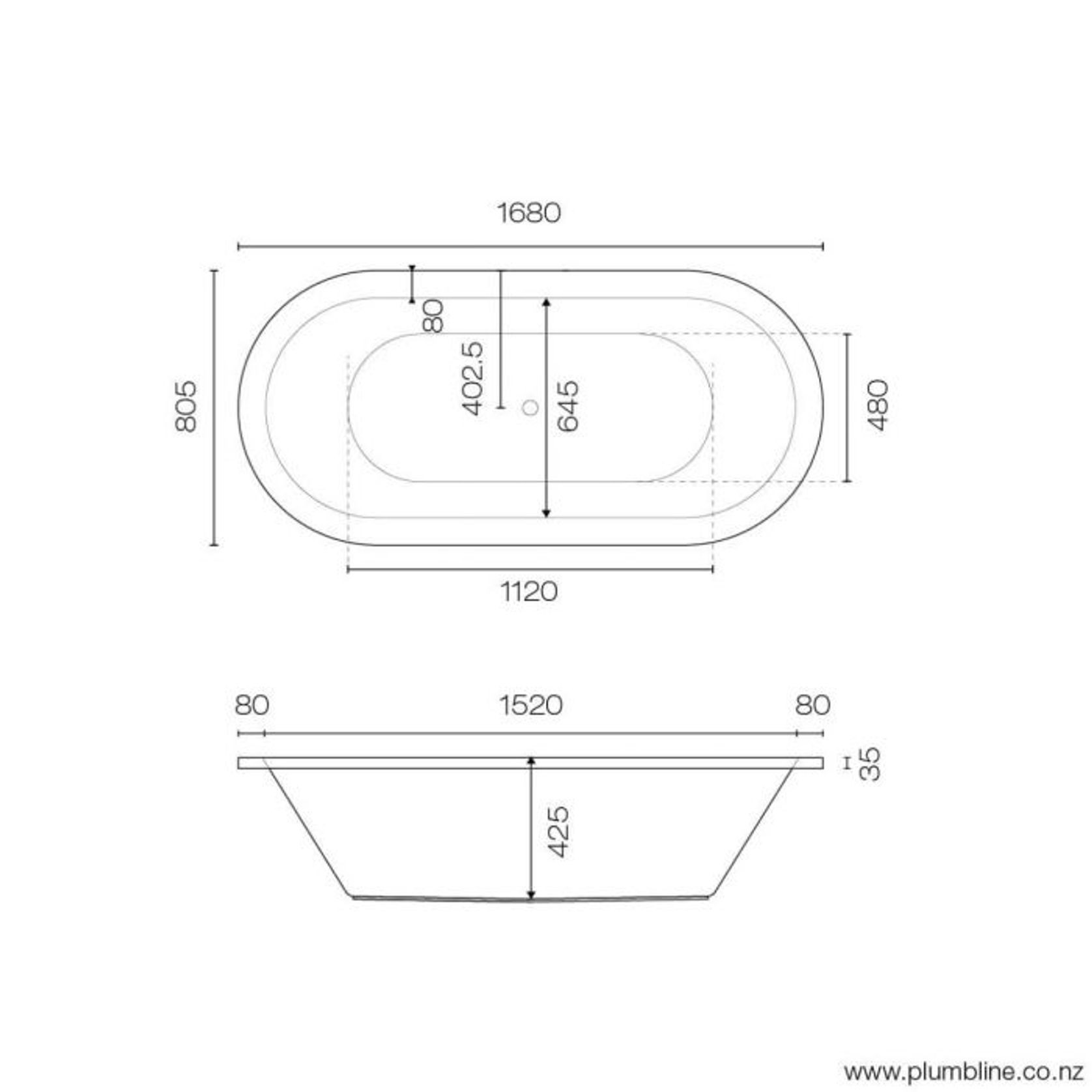 Tondo 1680 Oval Inset Bath gallery detail image