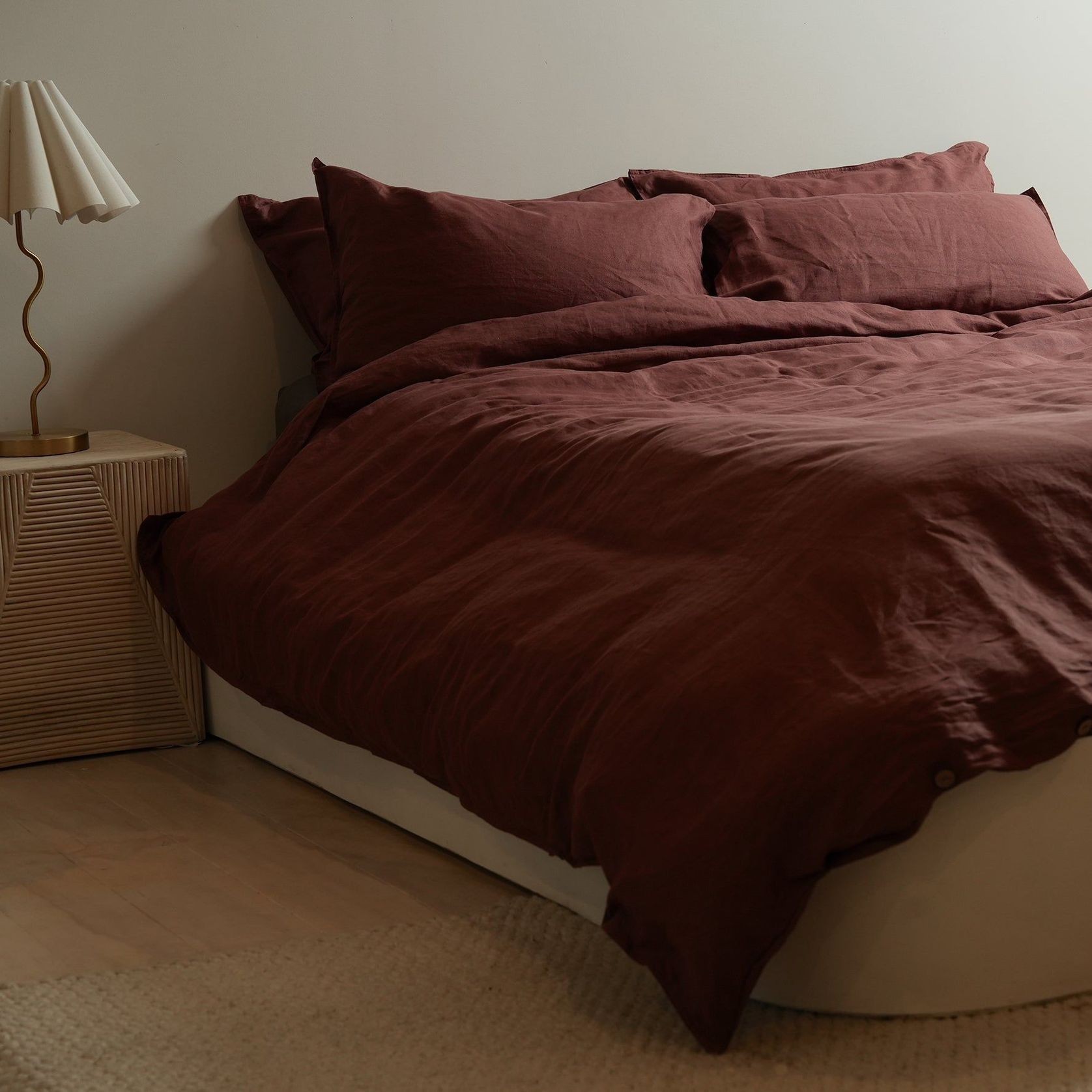 100% French Flax Linen Duvet Set- Antique Rosewood gallery detail image