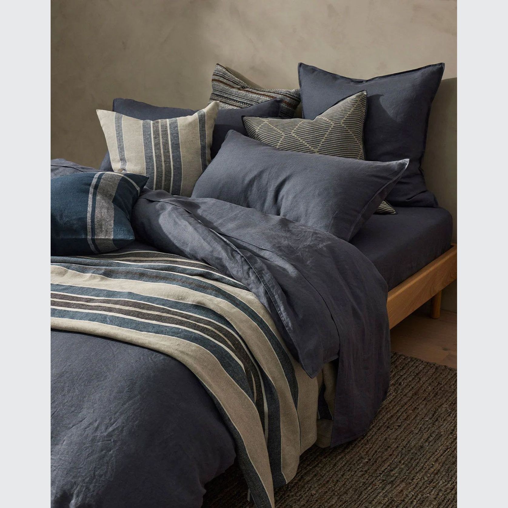 Ravello Linen Quilt Cover - Denim | Weave Home Bed Linen gallery detail image
