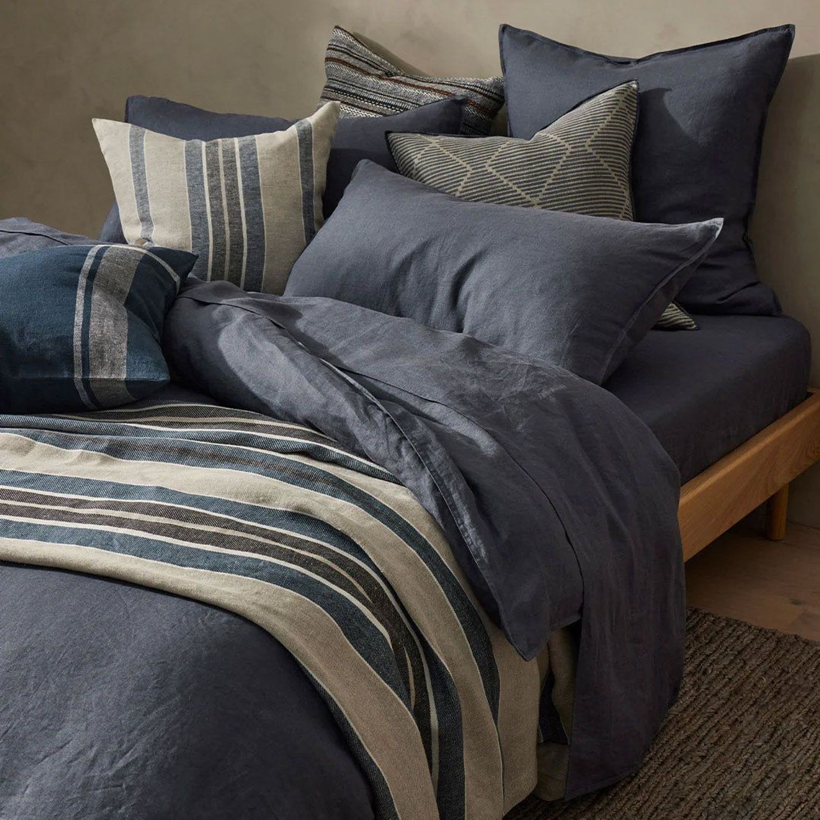 Ravello Linen Quilt Cover - Denim | Weave Home Bed Linen gallery detail image