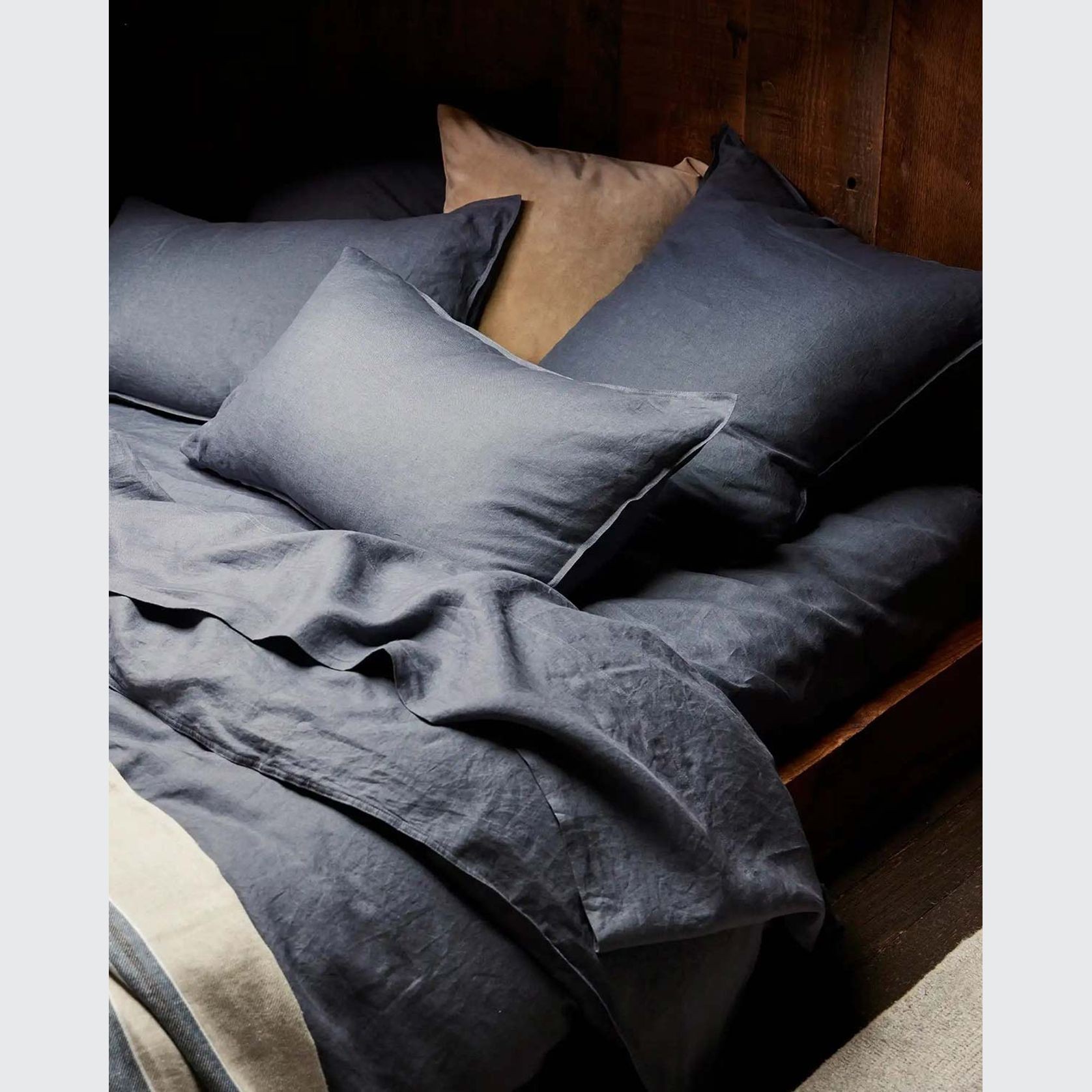 Ravello Linen Quilt Cover - Denim | Weave Home Bed Linen gallery detail image