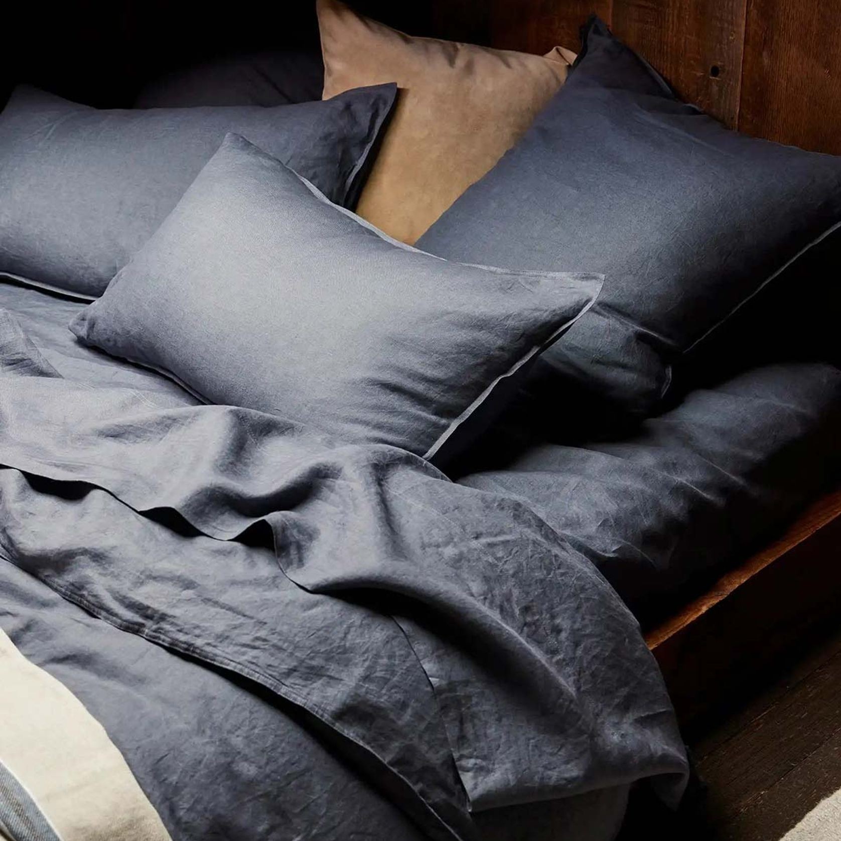 Ravello Linen Quilt Cover - Denim | Weave Home Bed Linen gallery detail image