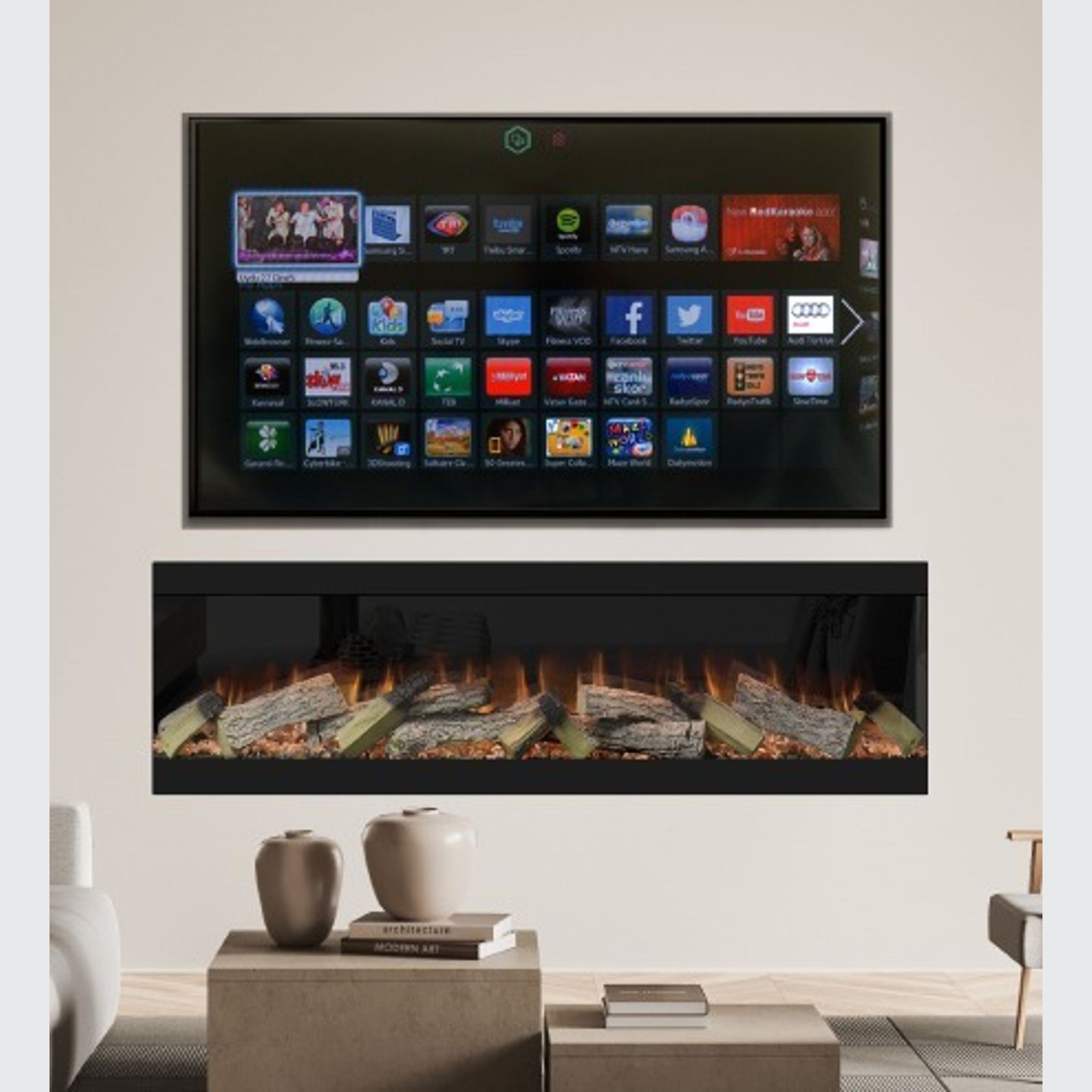 Evonic Volante 1800 Black Edition Electric Fireplace gallery detail image