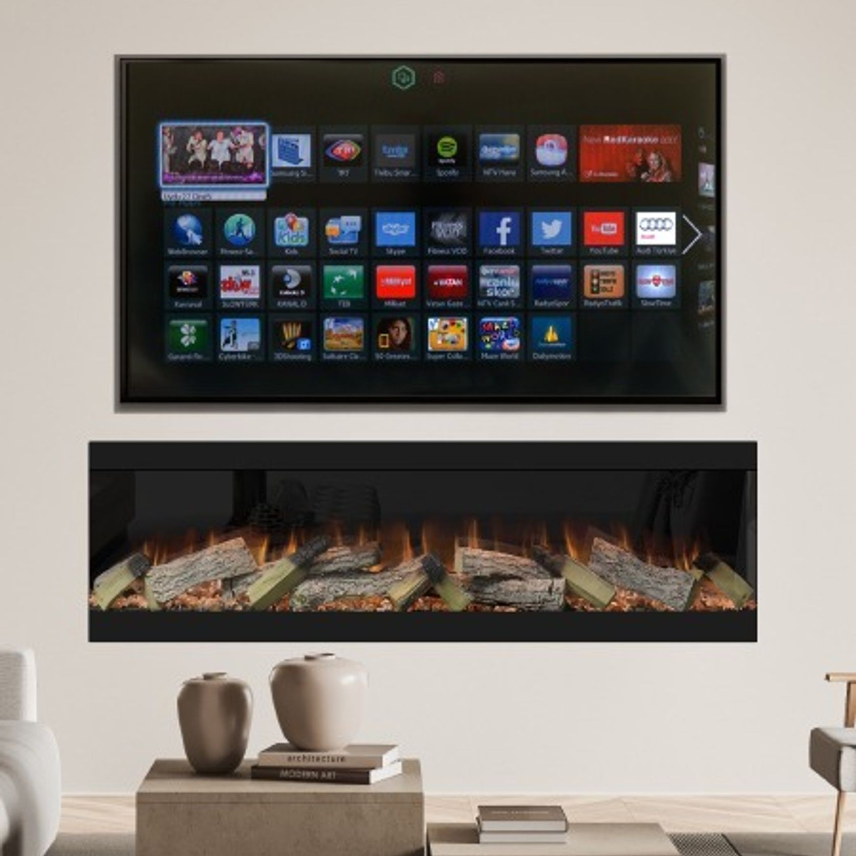 Evonic Volante 1800 Black Edition Electric Fireplace gallery detail image