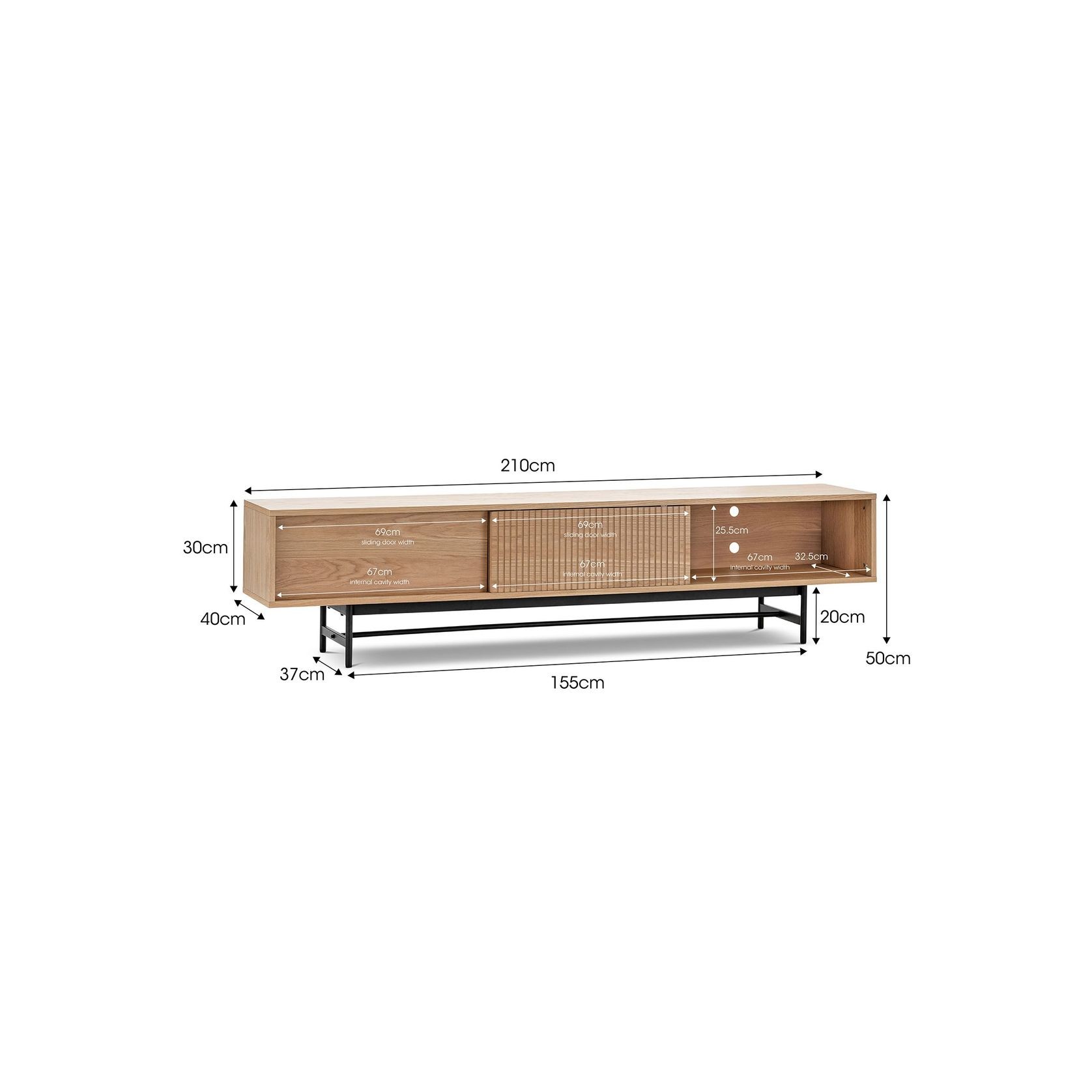 Arae 3 Door TV Entertainment Unit | 210cm | Natural Oak gallery detail image
