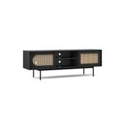 Fenton Woven Rattan Entertainment Unit | Black & Natural gallery detail image
