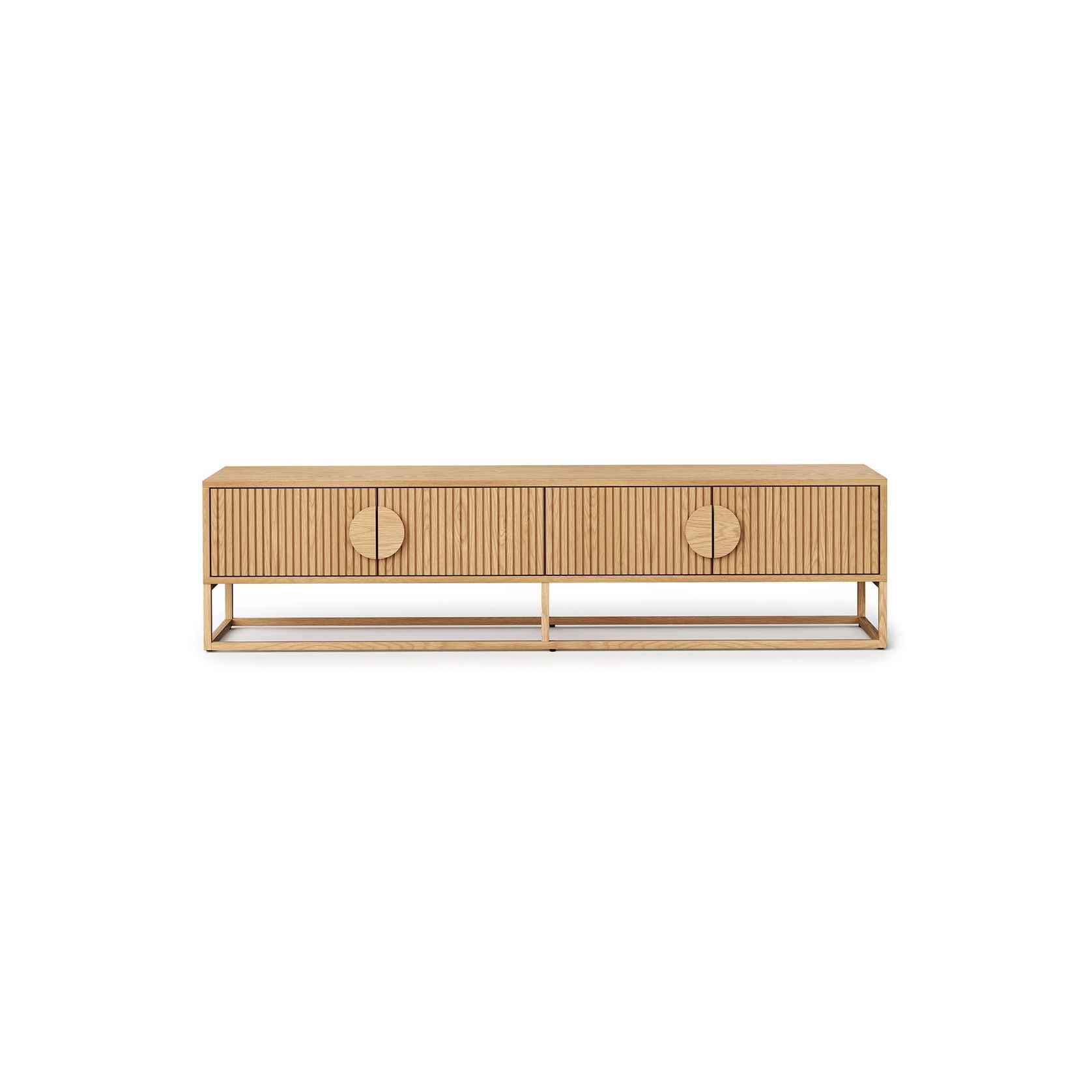 Braxton Ripple Slatted TV Entertainment Unit | 180cm | Natural Oak gallery detail image