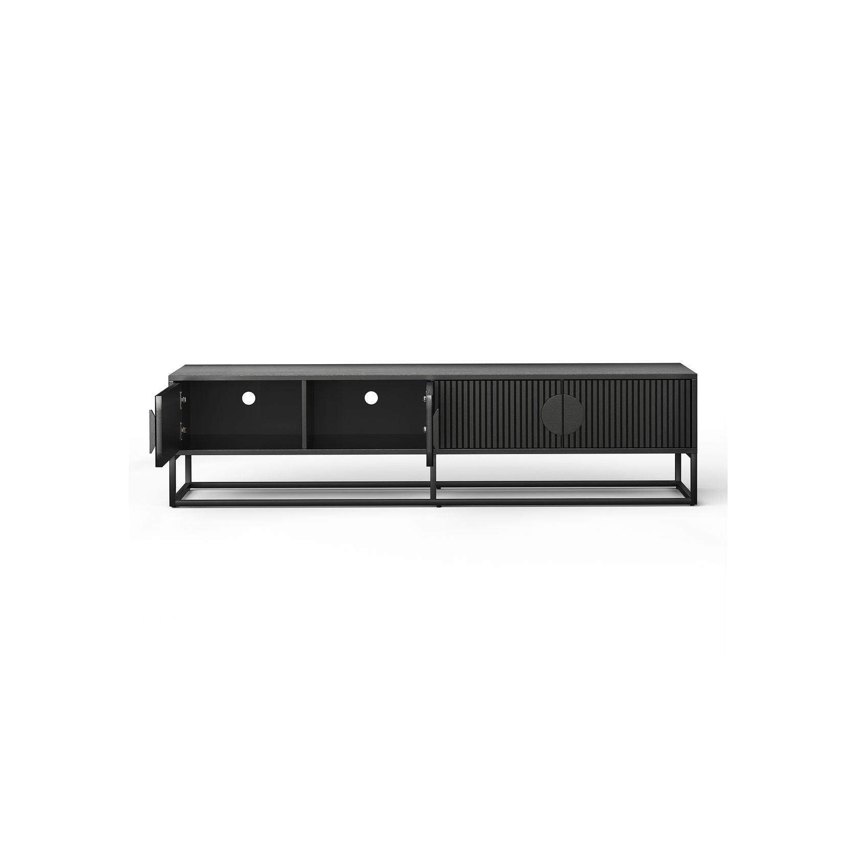 Braxton Ripple Slatted TV Entertainment Unit | 180cm | Black Oak gallery detail image