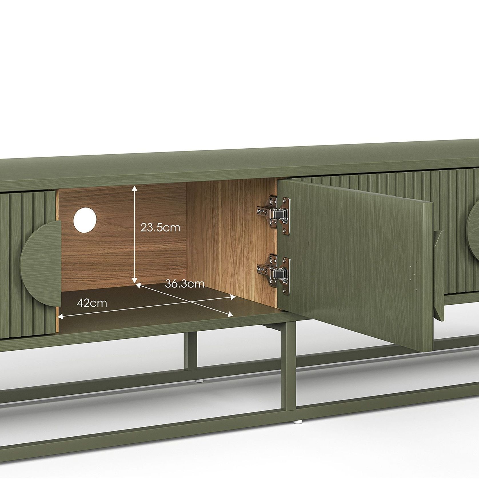 Braxton Ripple Slatted TV Entertainment Unit | 180cm | Olive Green gallery detail image