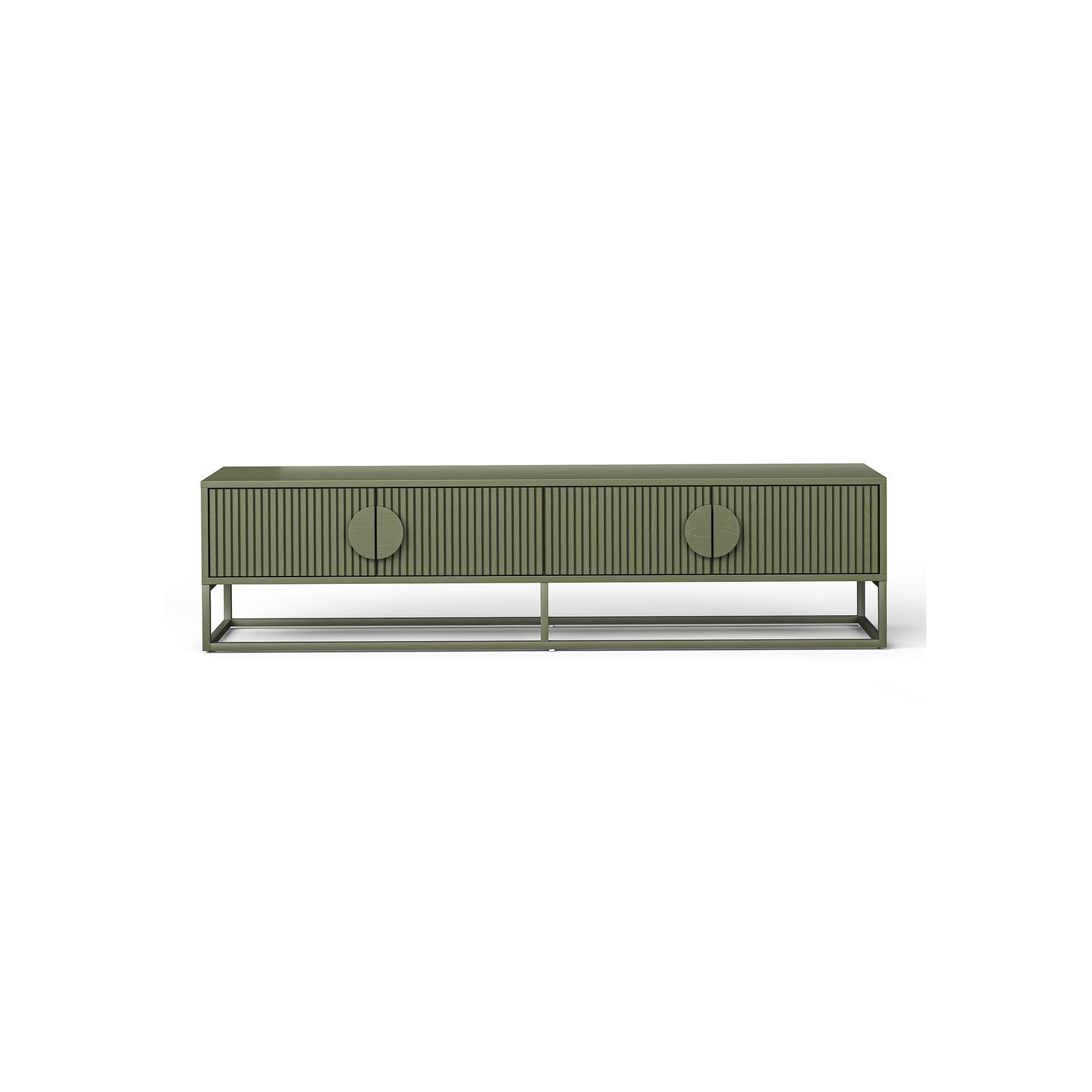 Braxton Ripple Slatted TV Entertainment Unit | 180cm | Olive Green gallery detail image