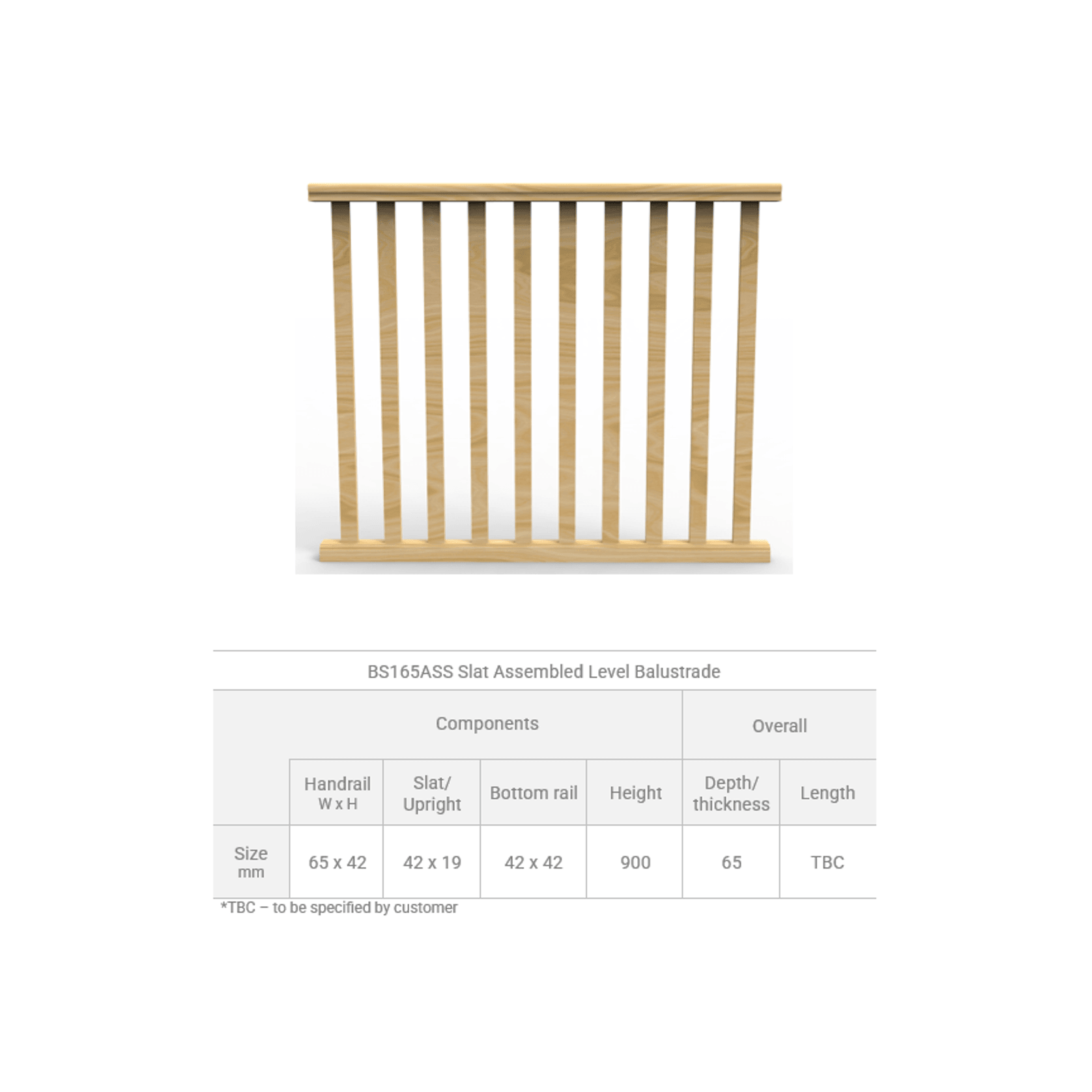 BS165ASS Slat Assembled Level Balustrade Panel gallery detail image