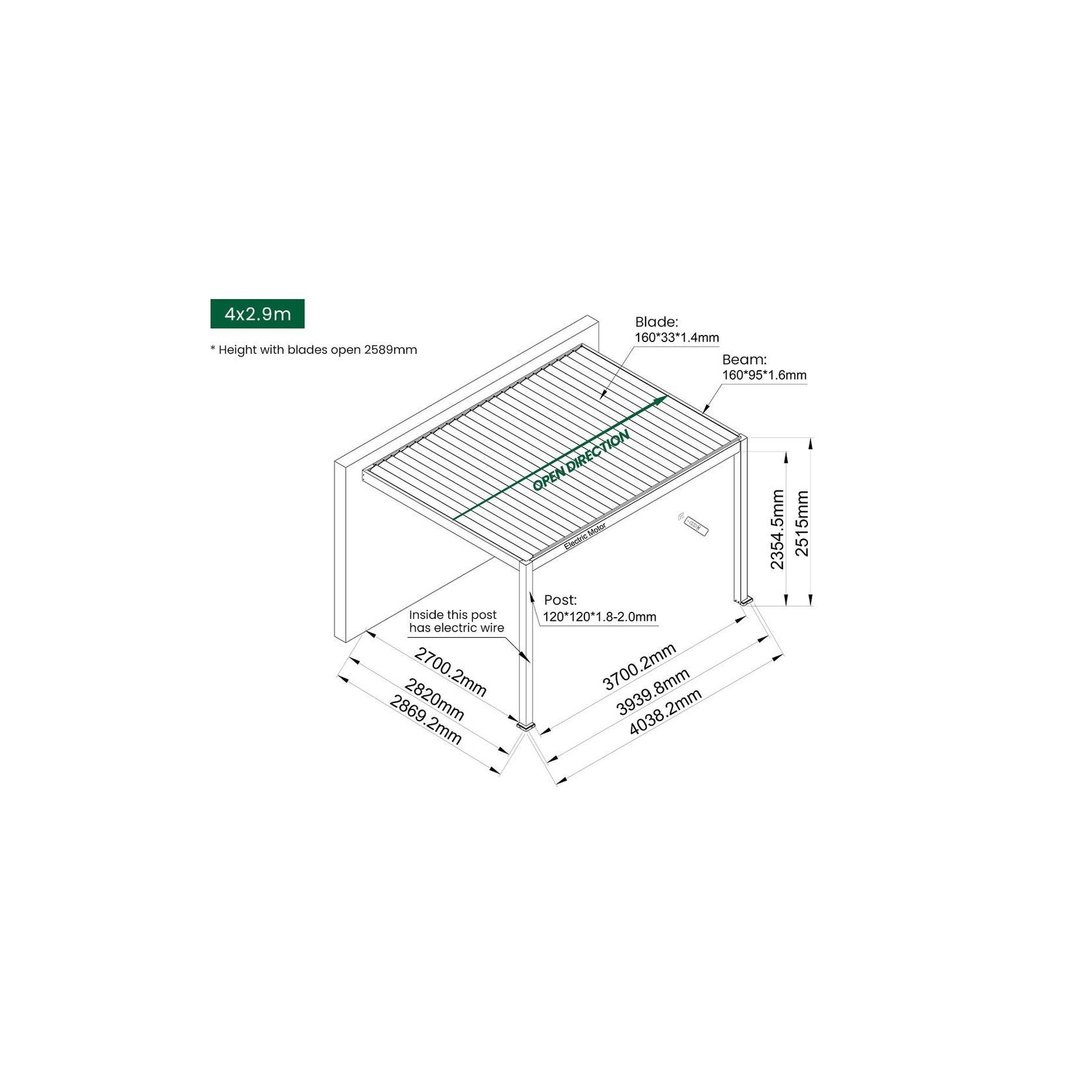 Caspian Motorised Wall Mounted Louvre Roof / Pergola gallery detail image