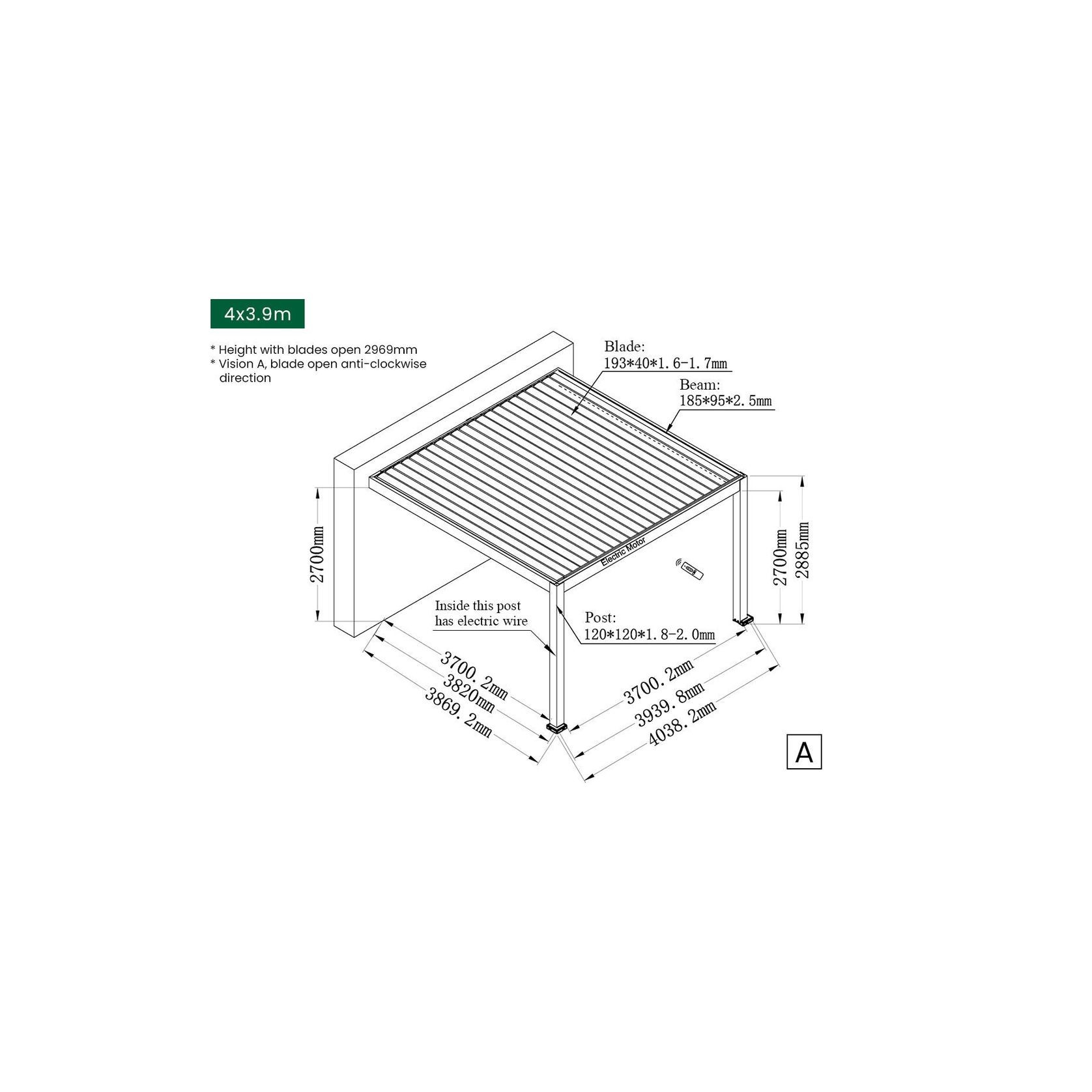 Caribbean Motorised Wall Mounted Louvre Roof Aluminium Pergola gallery detail image